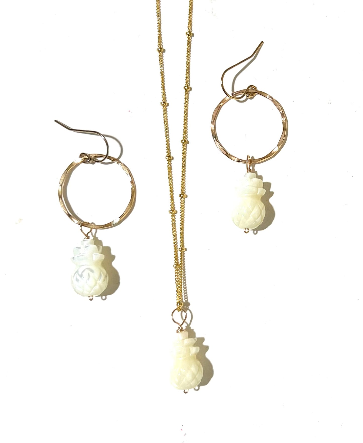 Mother of Pearl Pineapple hoop earrings