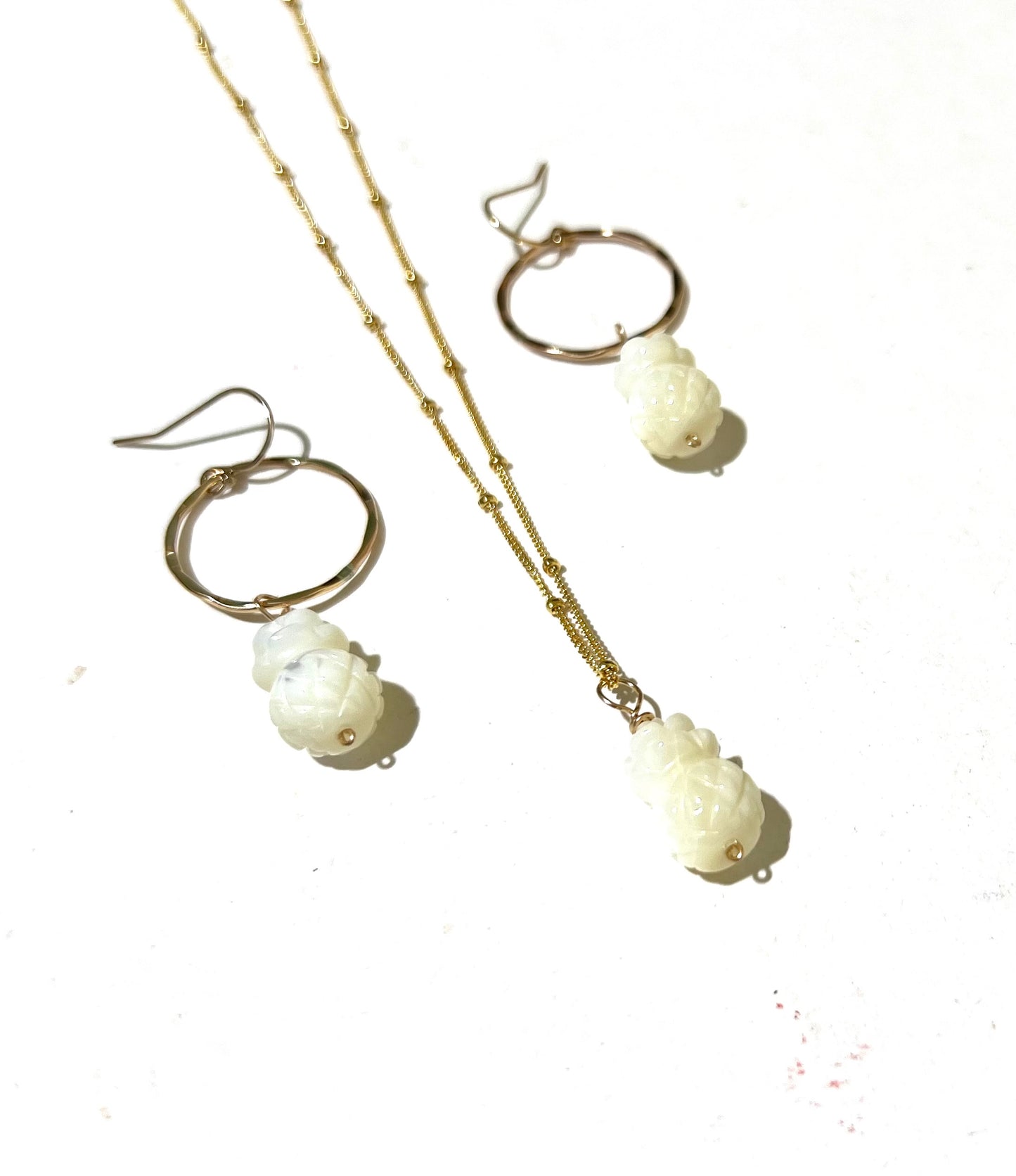 Mother of Pearl Pineapple hoop earrings