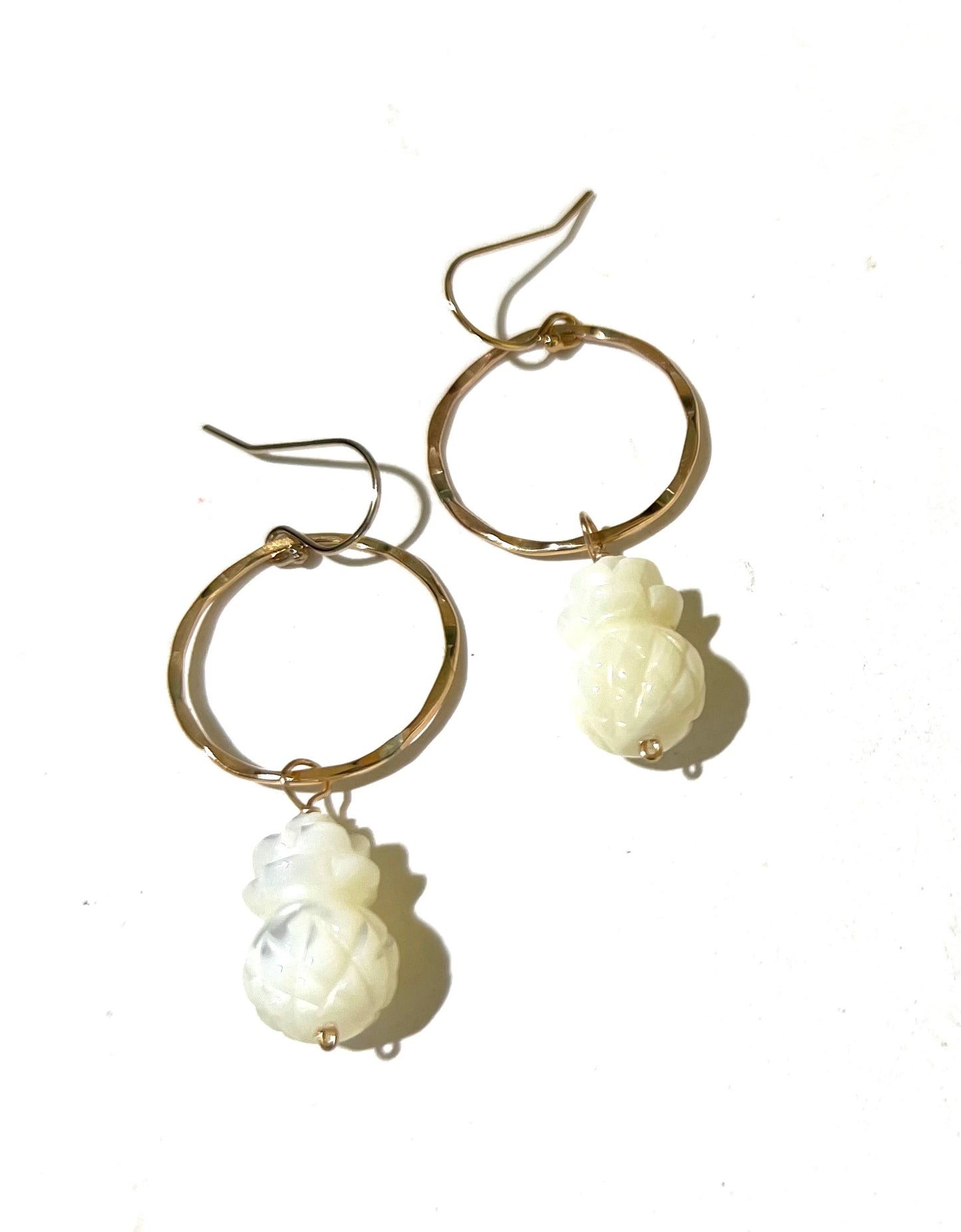 Mother of Pearl Pineapple hoop earrings