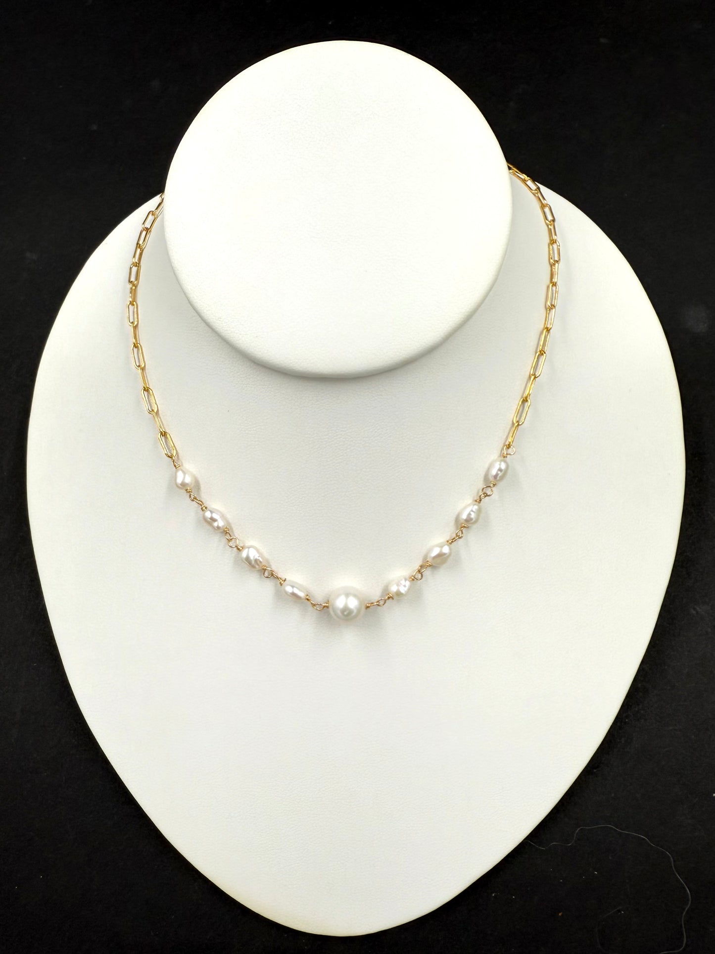 White Edison and keshi pearl necklace
