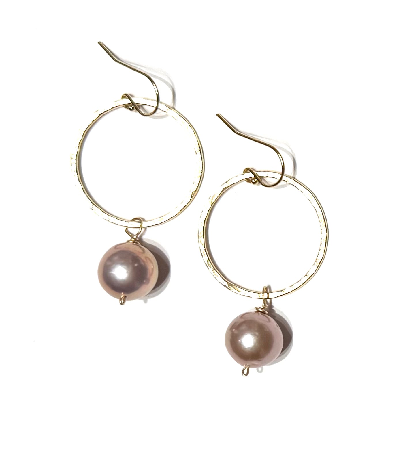 Tahitian pearl or Edison pearl hoop earring