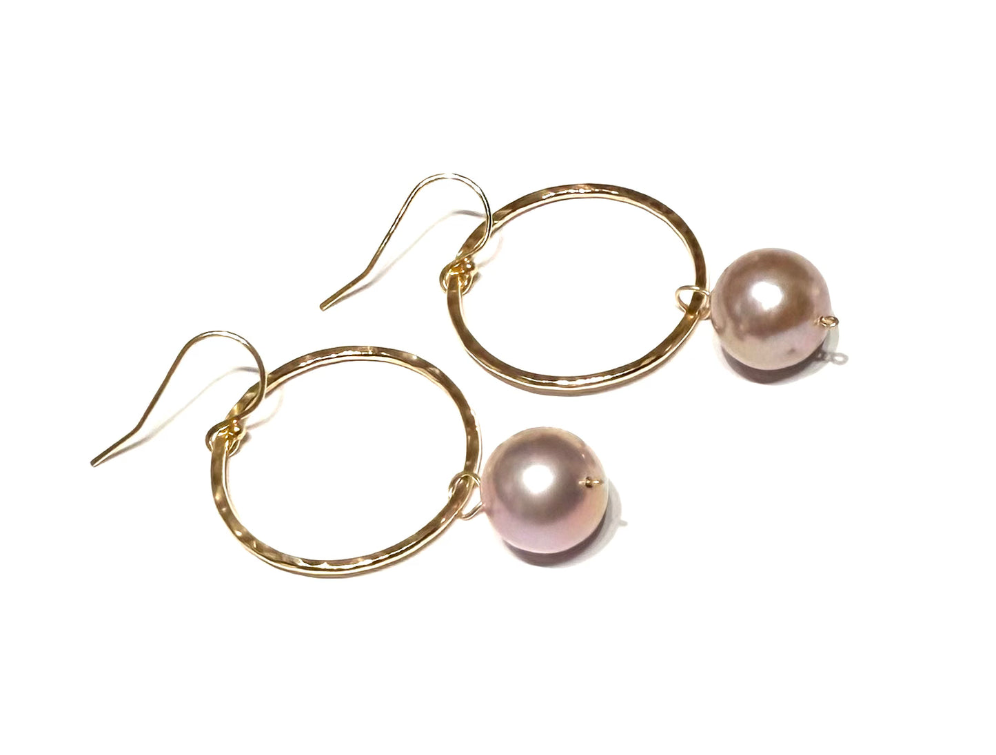 Tahitian pearl or Edison pearl hoop earring