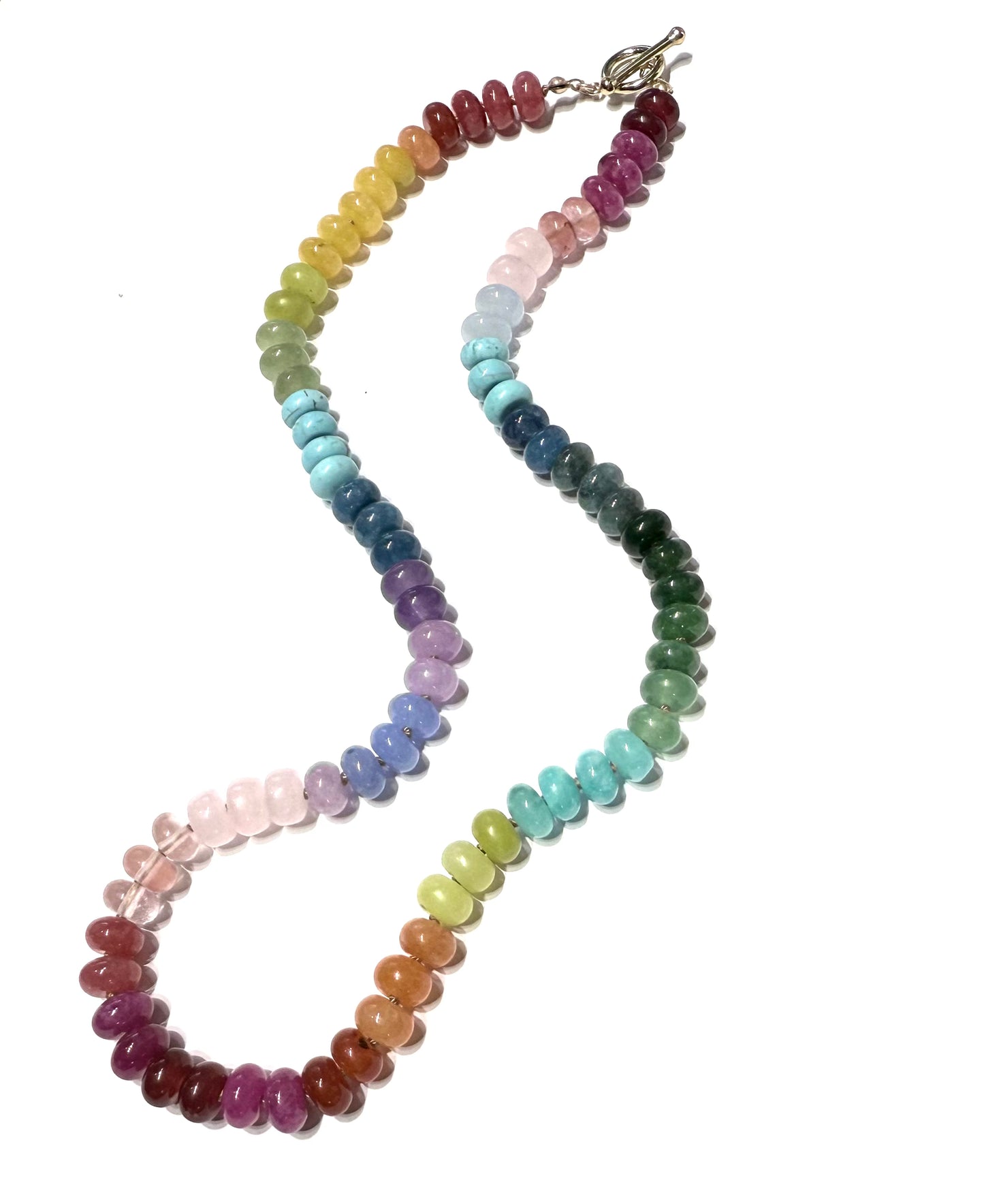 Silk knotted Rainbow Gemstone necklace