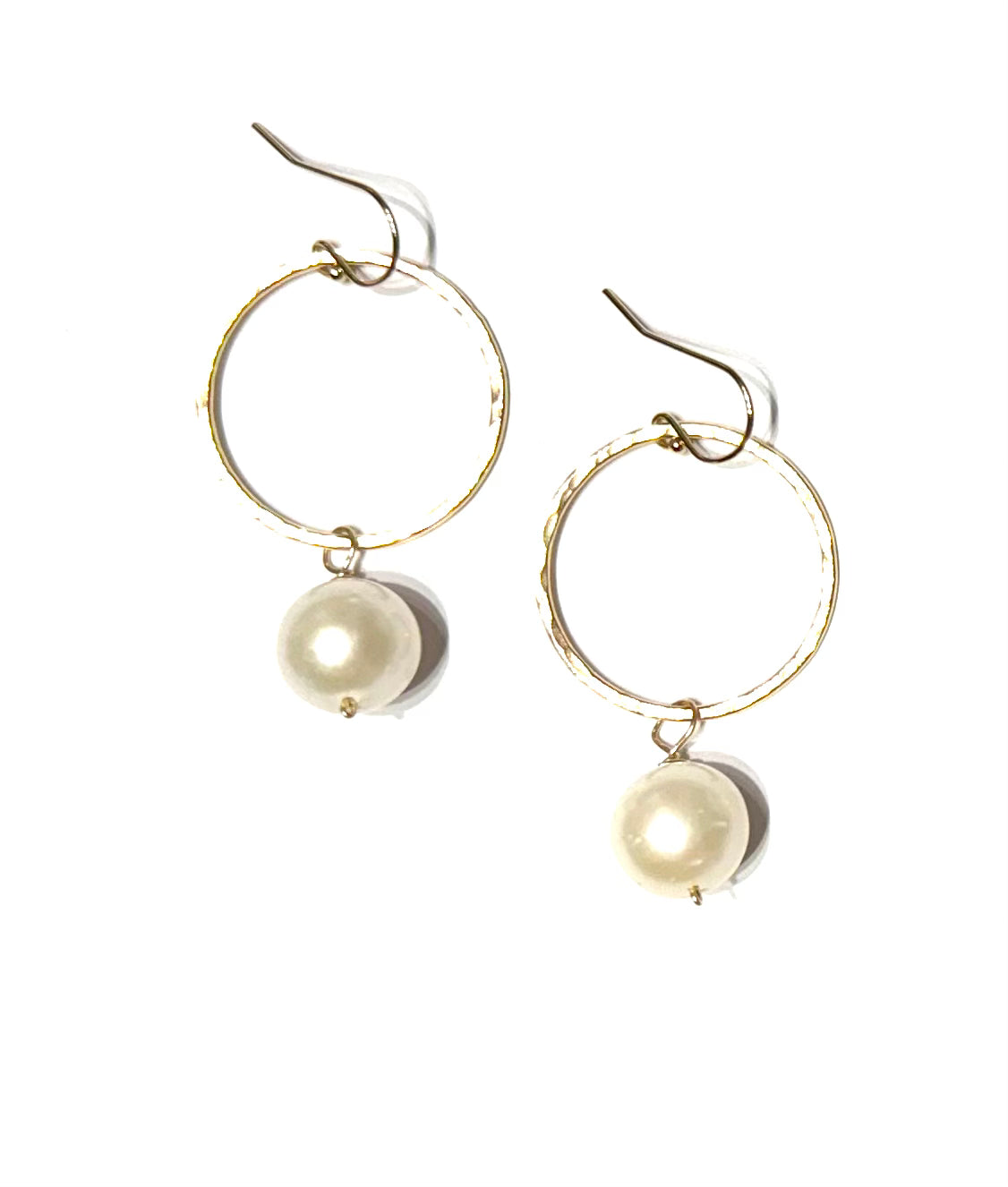 Tahitian pearl or Edison pearl hoop earring