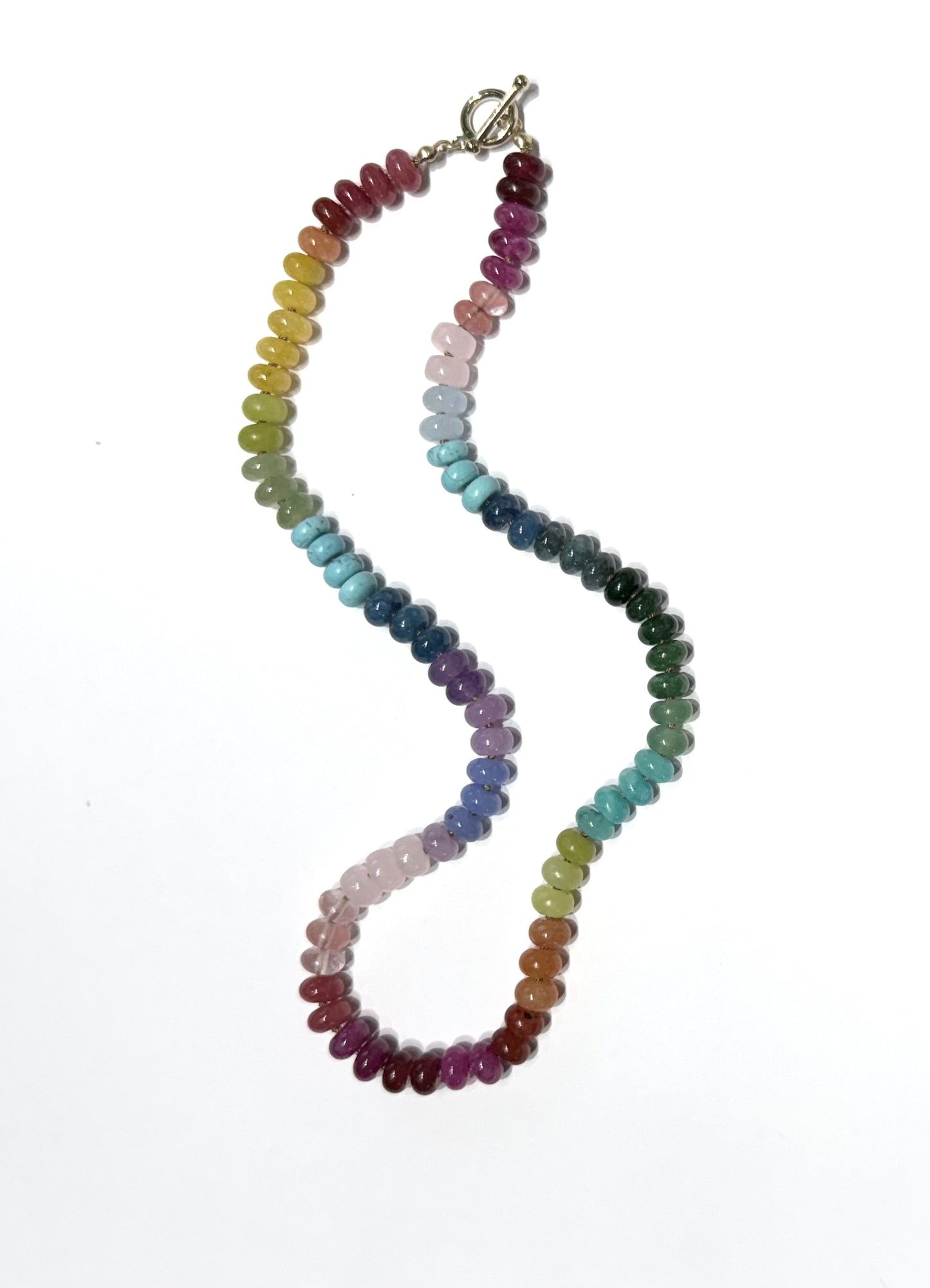 Silk knotted Rainbow Gemstone necklace