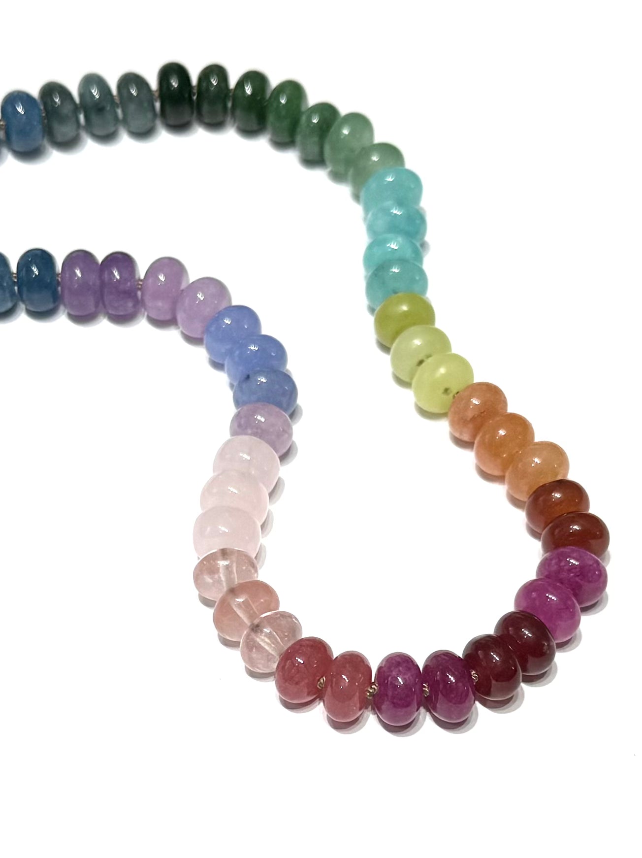 Silk knotted Rainbow Gemstone necklace