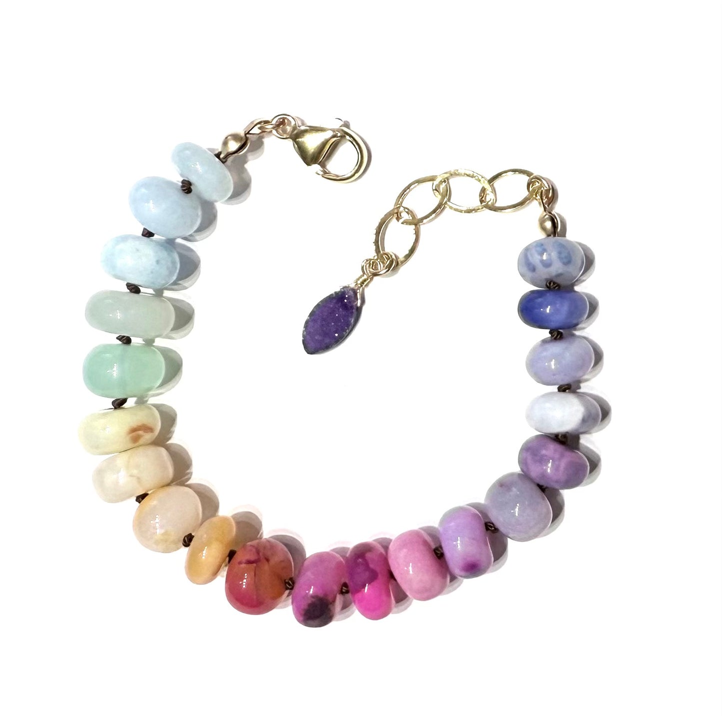 Rainbow Opal silk knotted bracelets