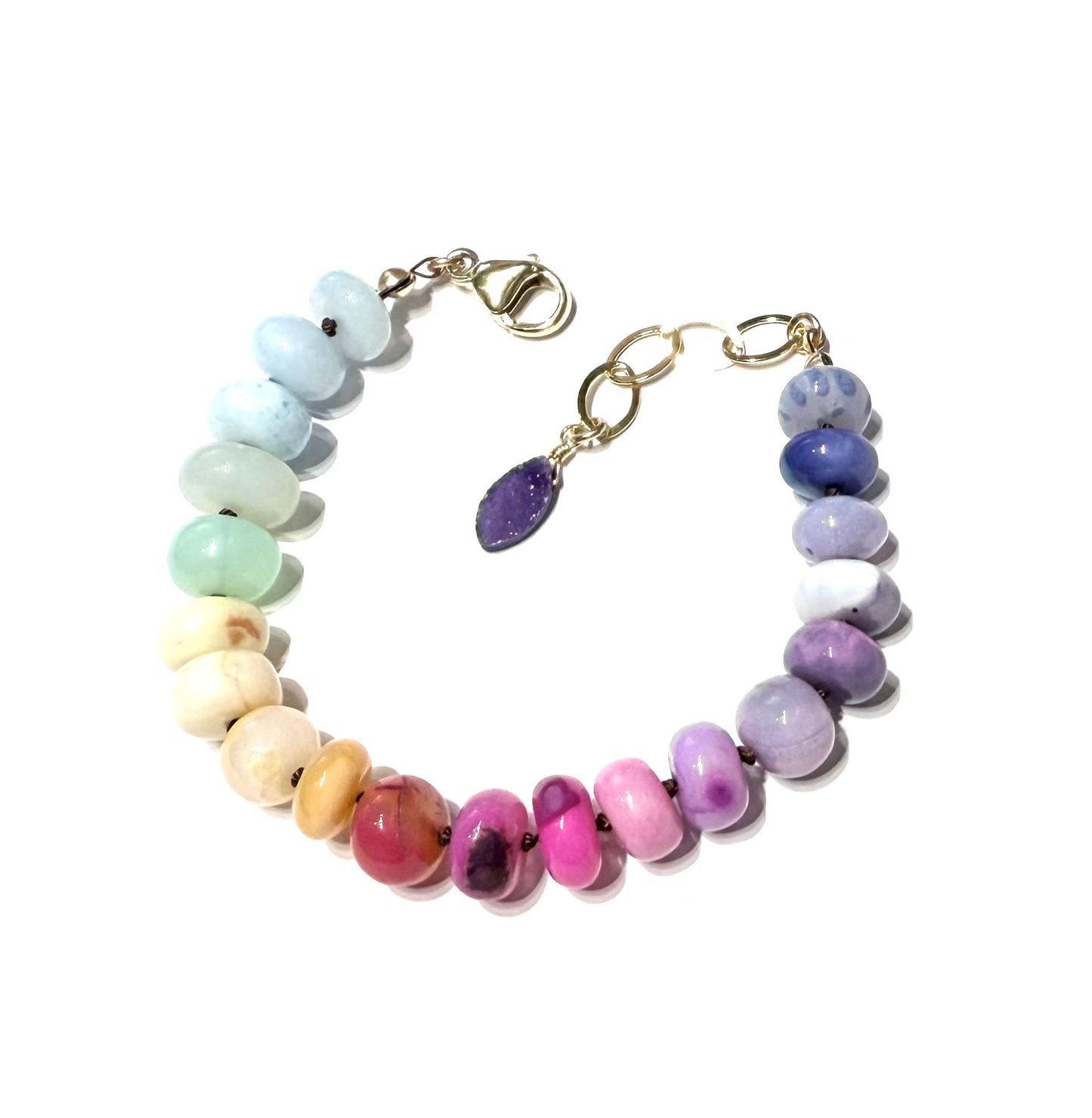 Rainbow Opal silk knotted bracelets