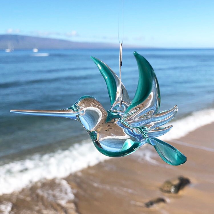 Hummingbird glass ornament
