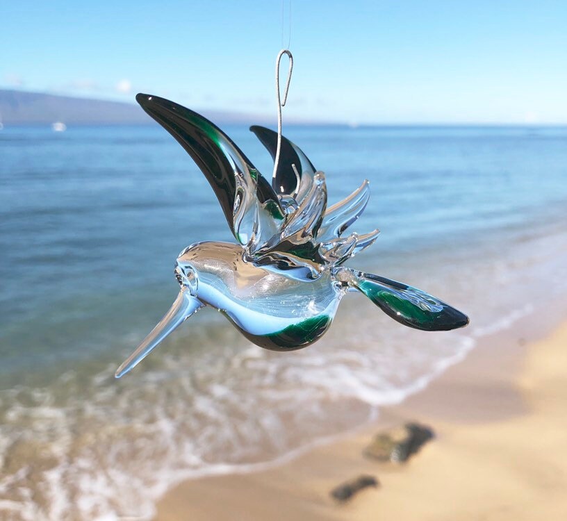 Hummingbird glass ornament
