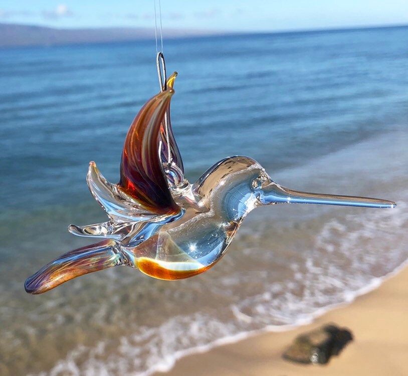 Hummingbird glass ornament
