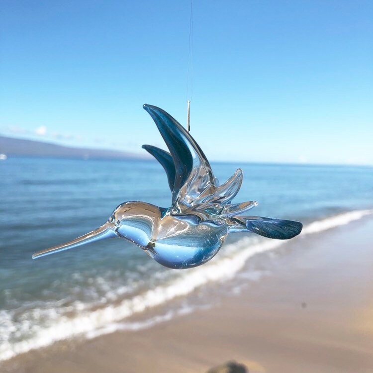 Hummingbird glass ornament