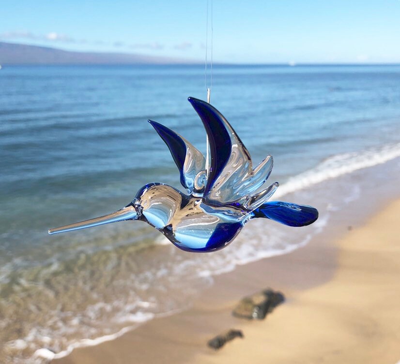Hummingbird glass ornament