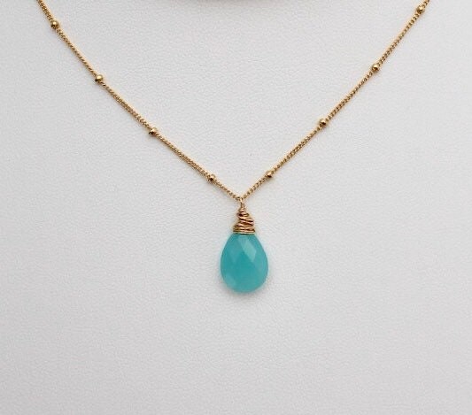 Aqua chalcedony earrings and necklace