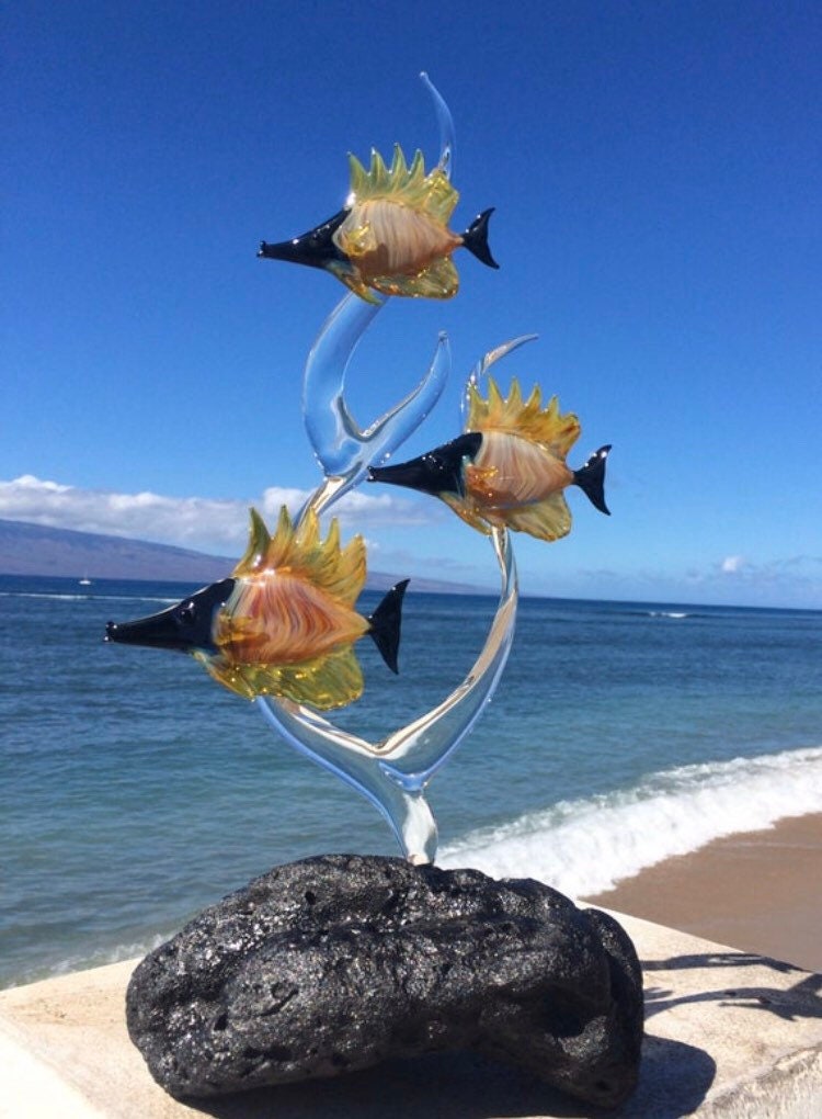 Long Nose Butterfly Fish glass sculpture