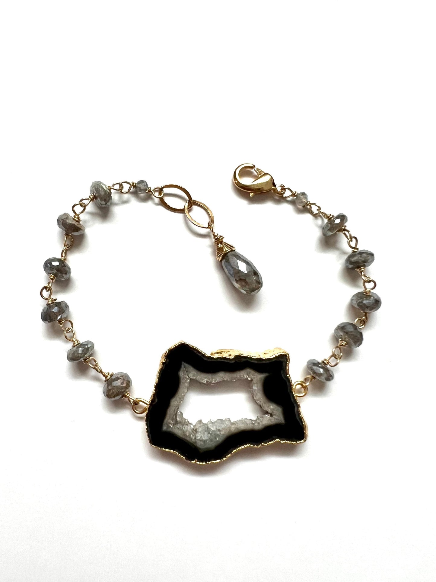 Black Geode and mystic labradorite bracelet