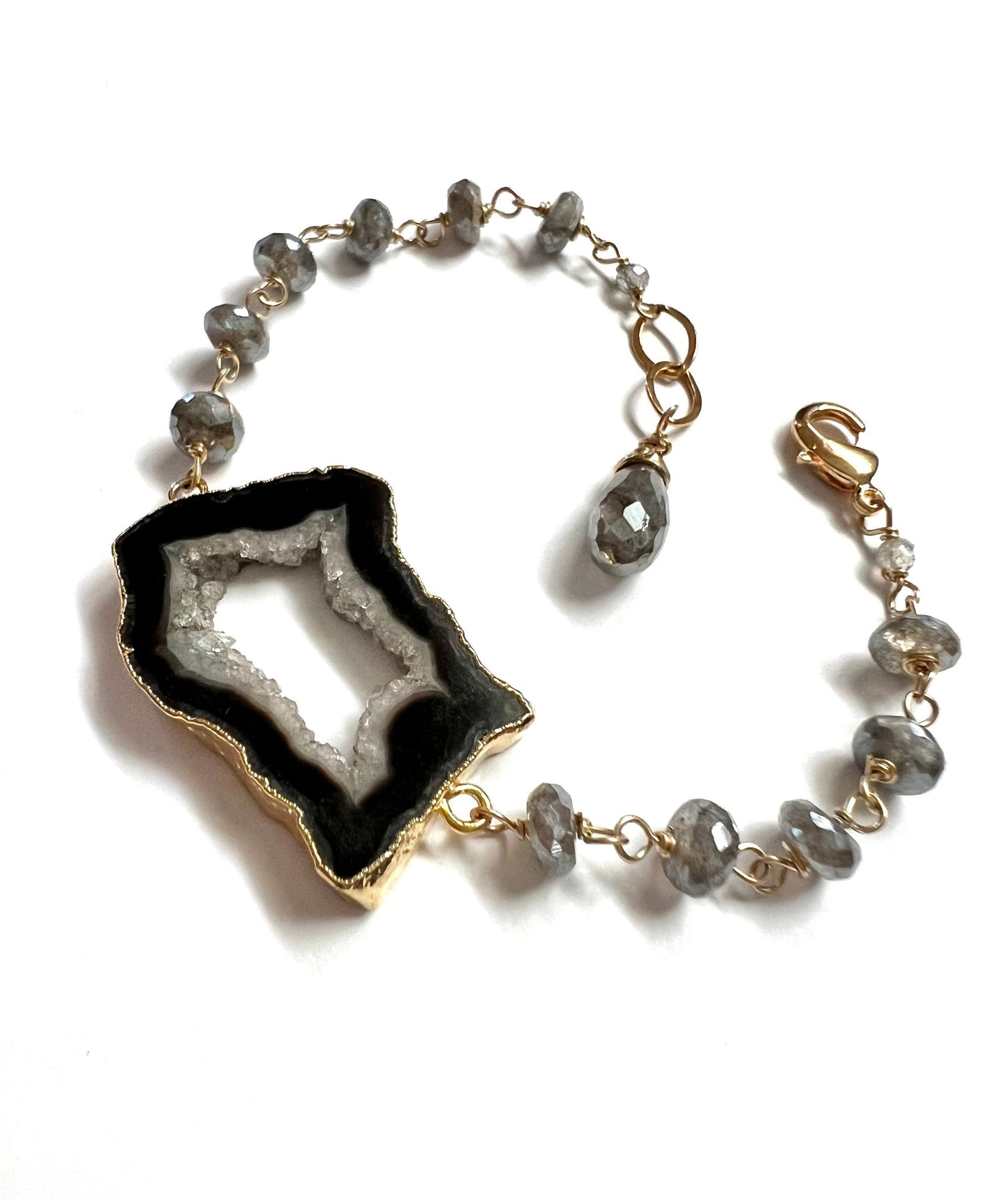 Black Geode and mystic labradorite bracelet