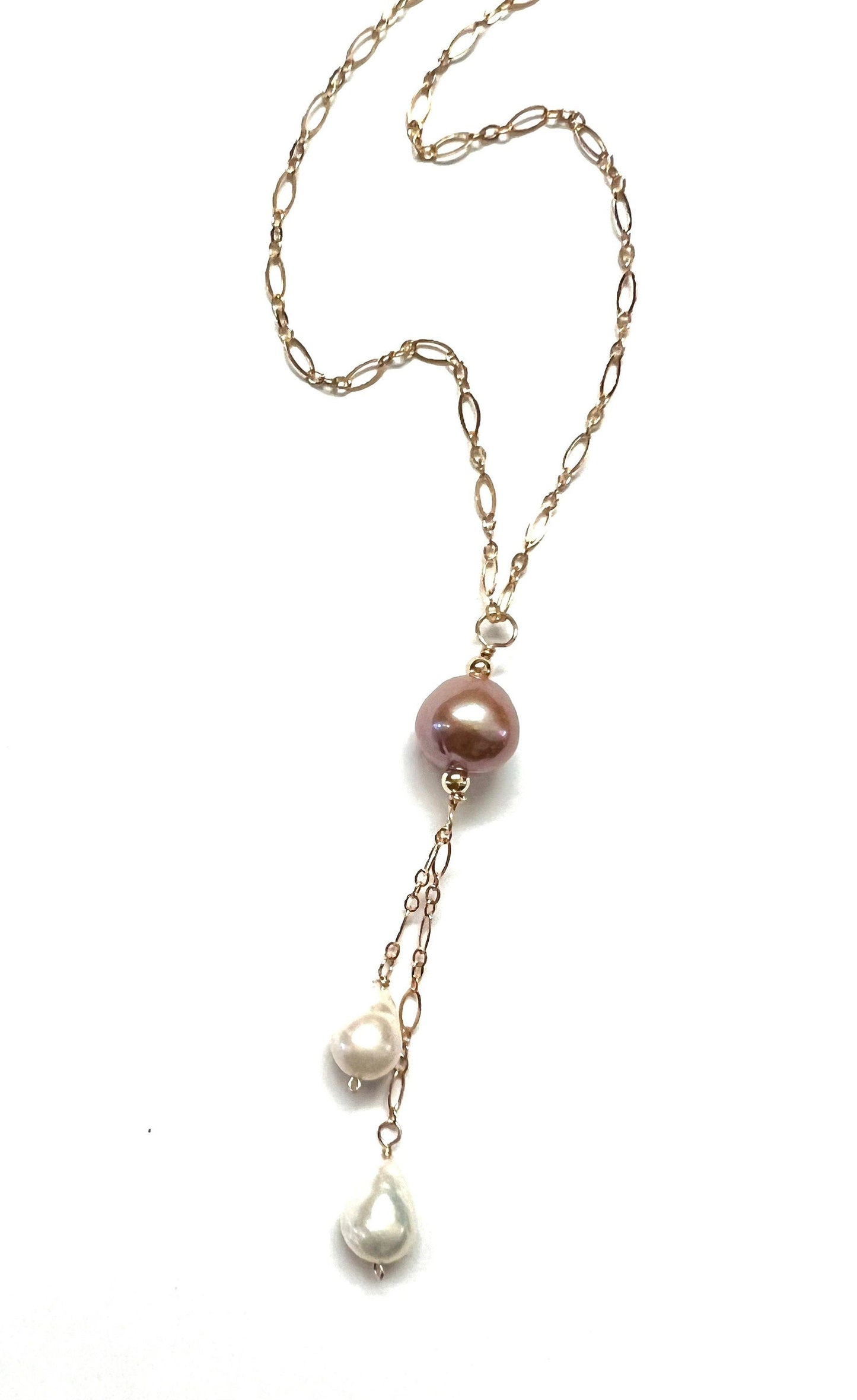 Edison and Baroque pearl lariat necklace