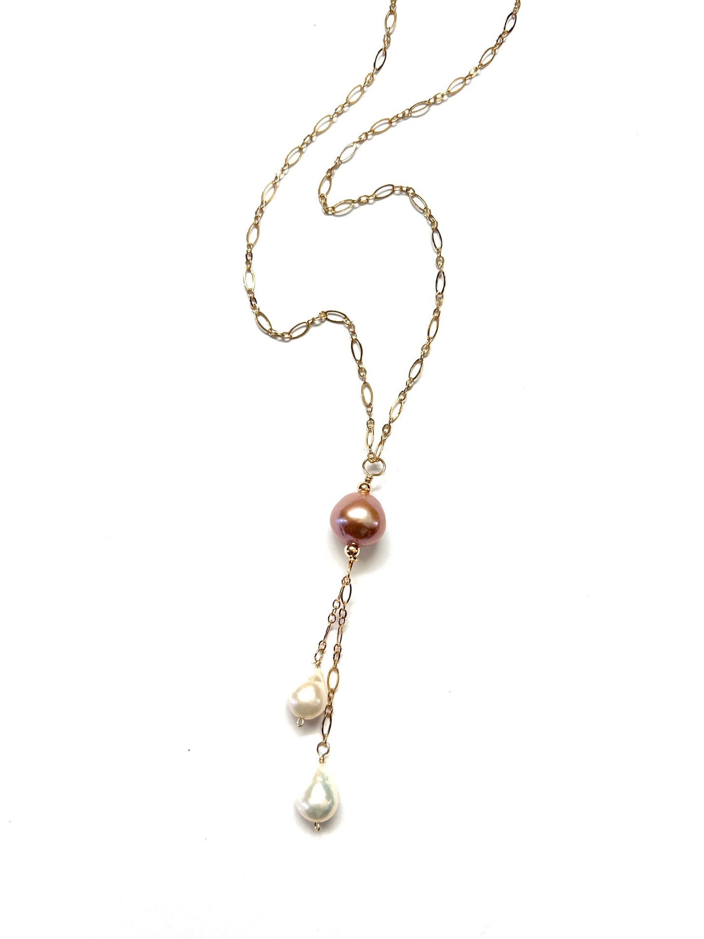 Edison and Baroque pearl lariat necklace