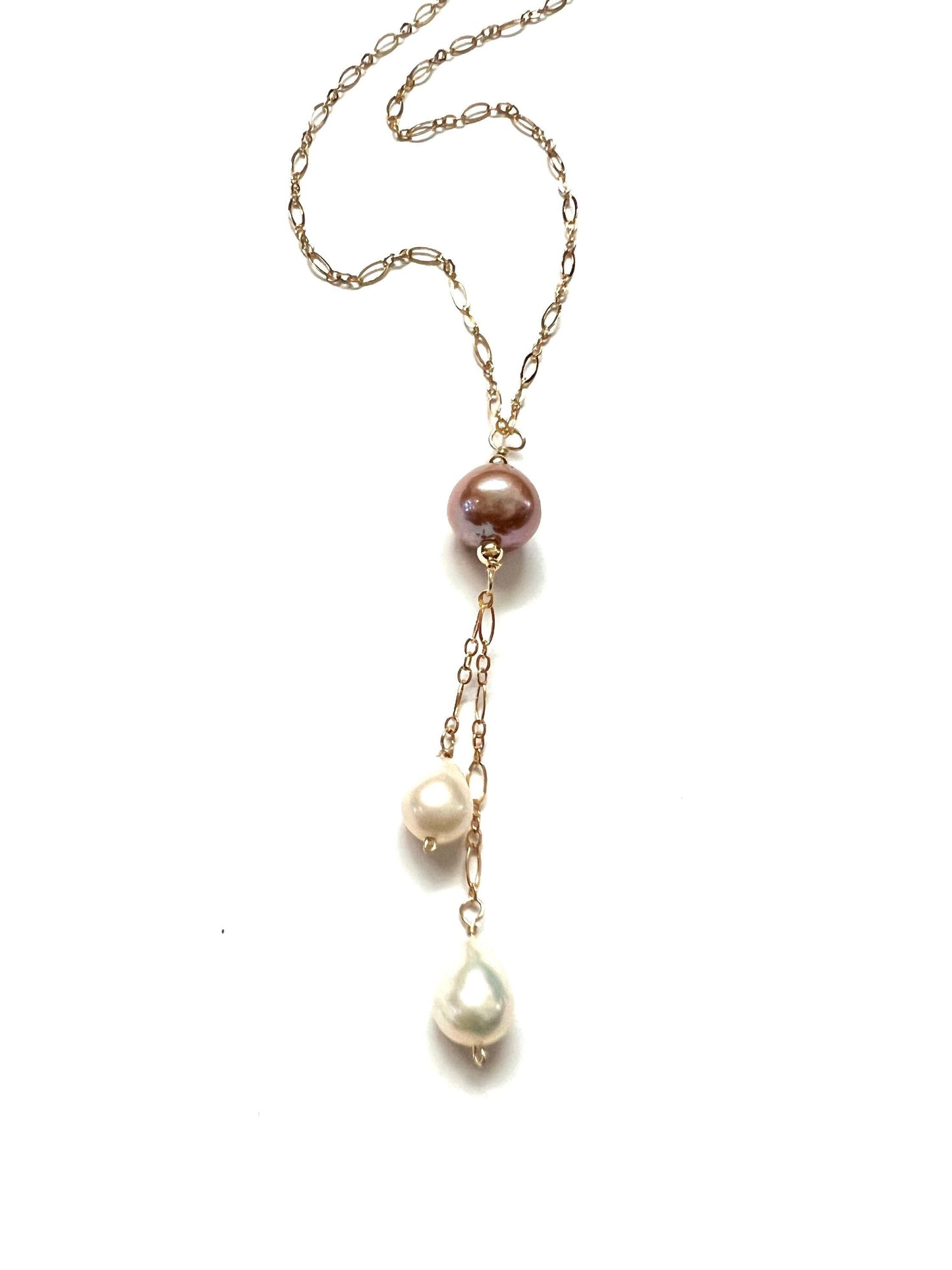 Edison and Baroque pearl lariat necklace