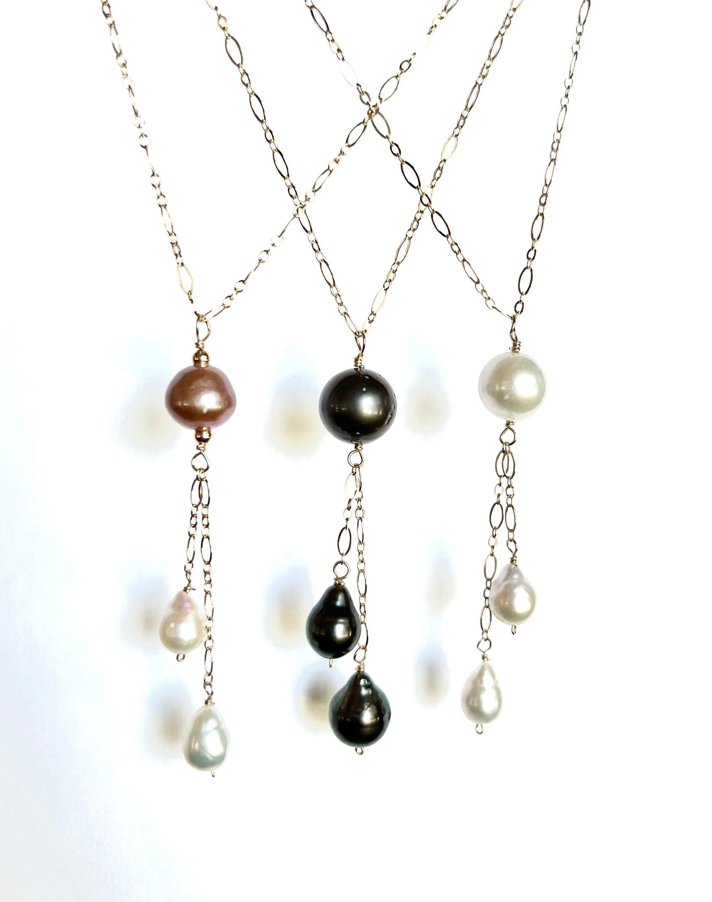 Tahitian pearl lariat necklace