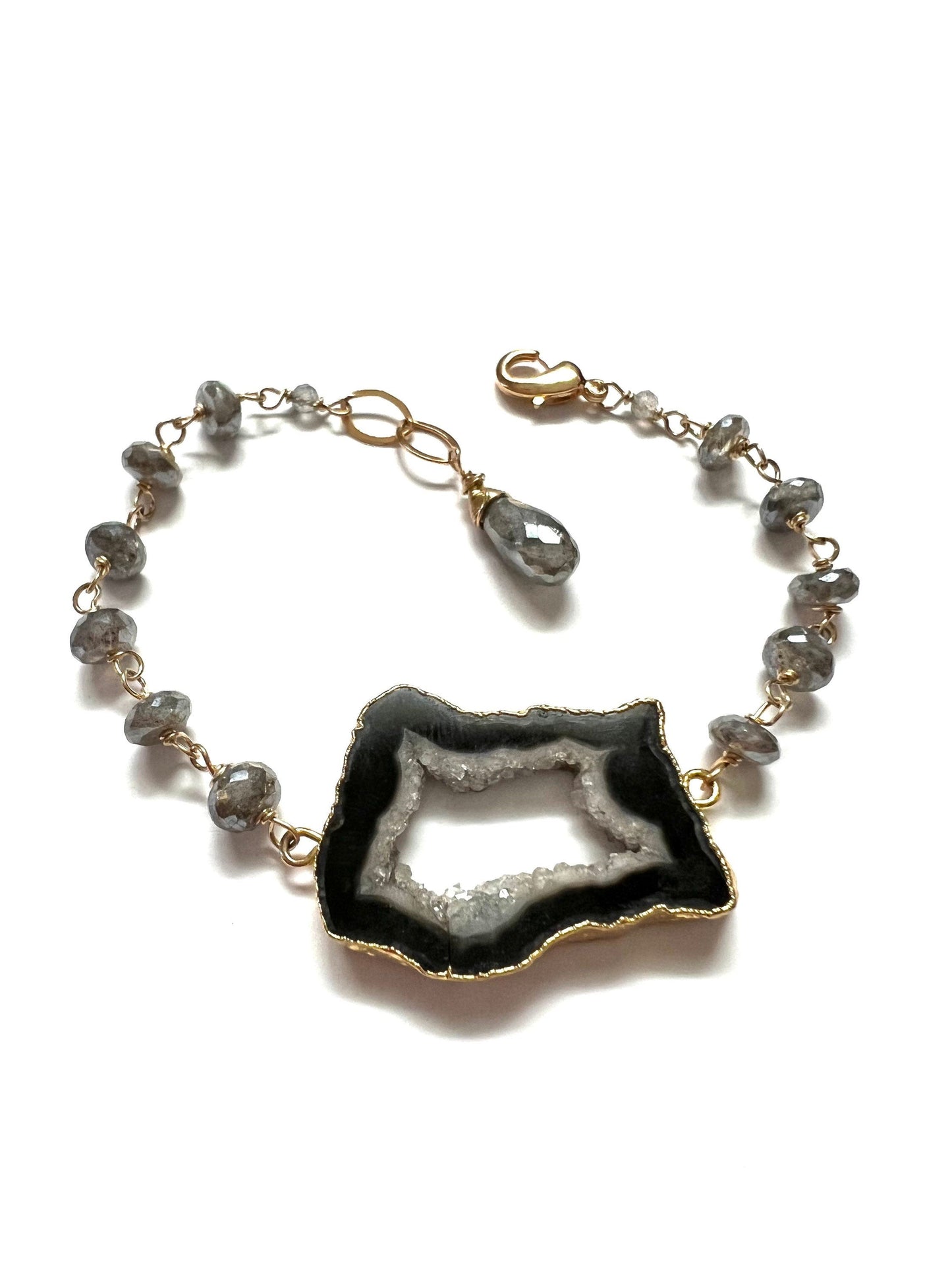 Black Geode and mystic labradorite bracelet