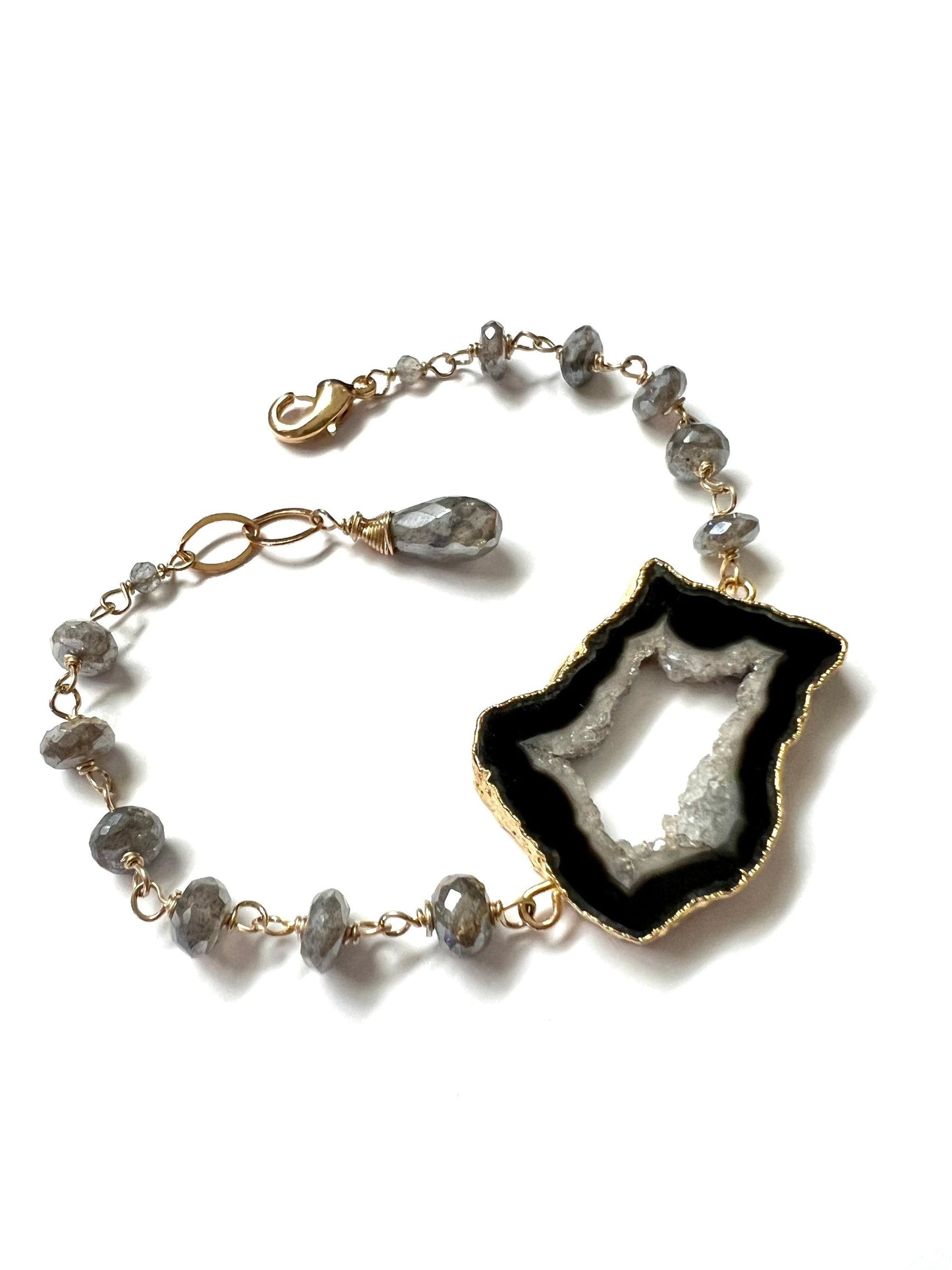 Black Geode and mystic labradorite bracelet