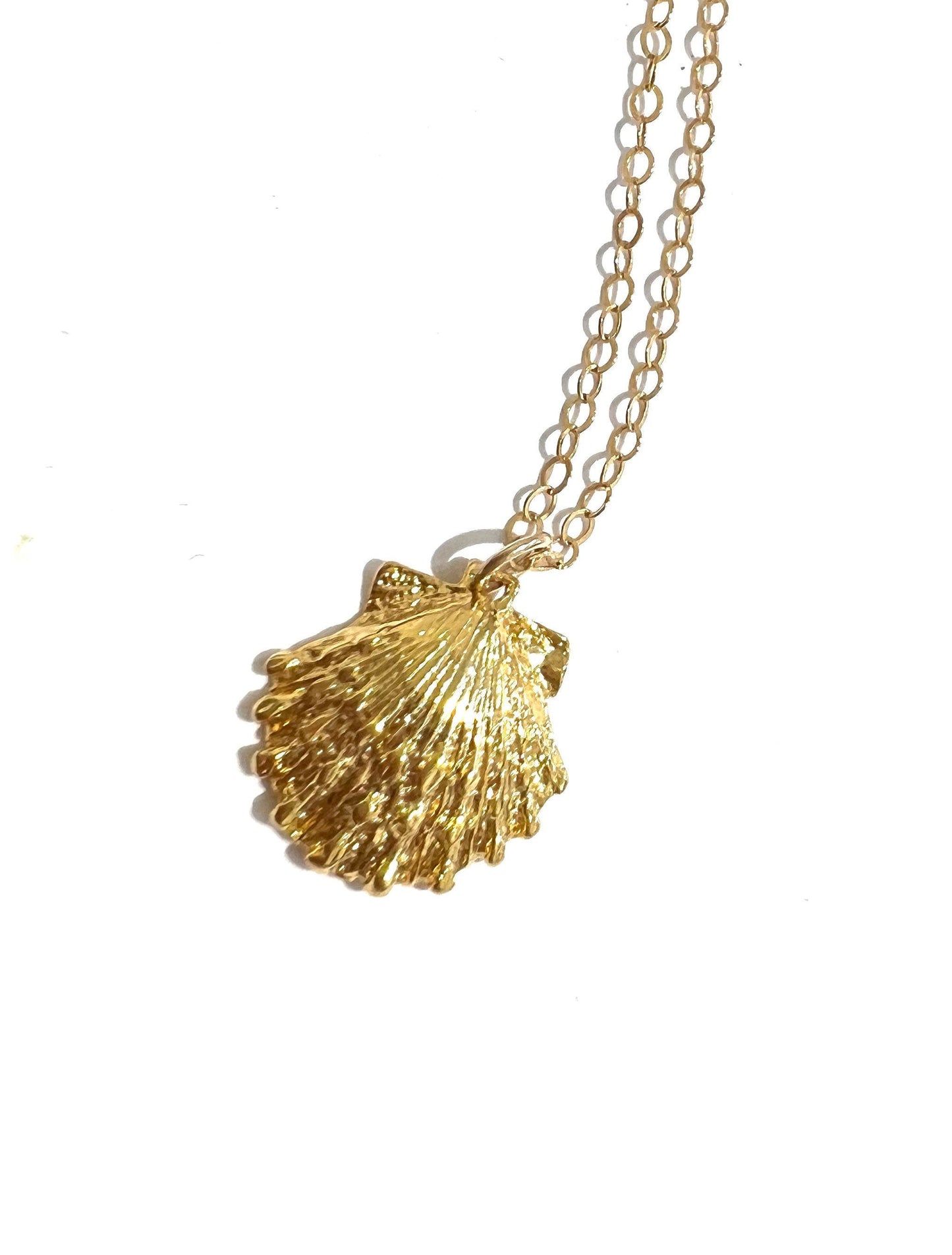 Gold sunrise shell hoops and necklace set