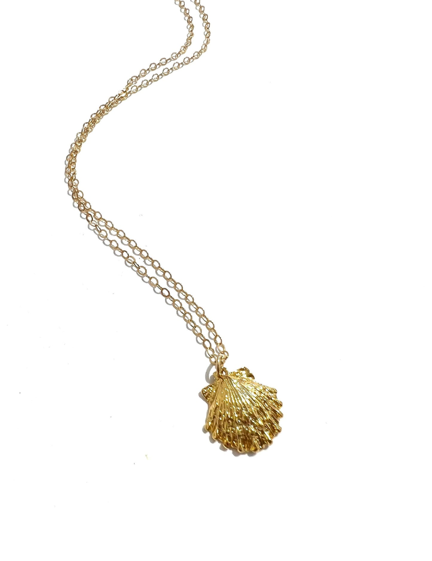 Gold sunrise shell hoops and necklace set