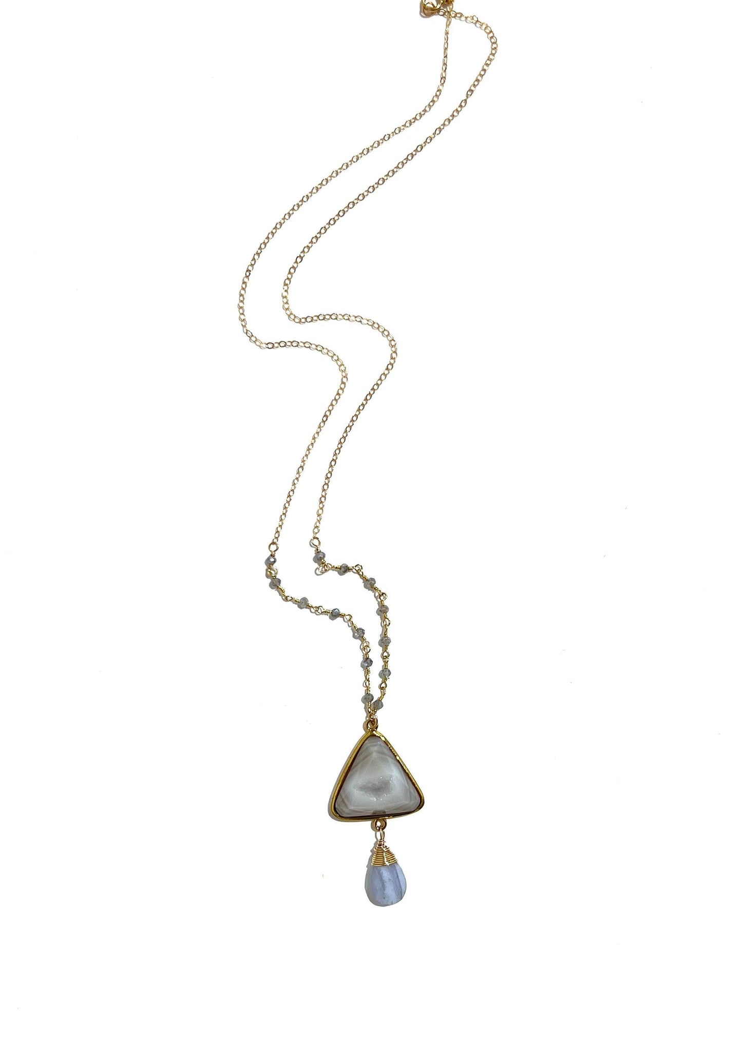 Druzy agate and labradorite necklace
