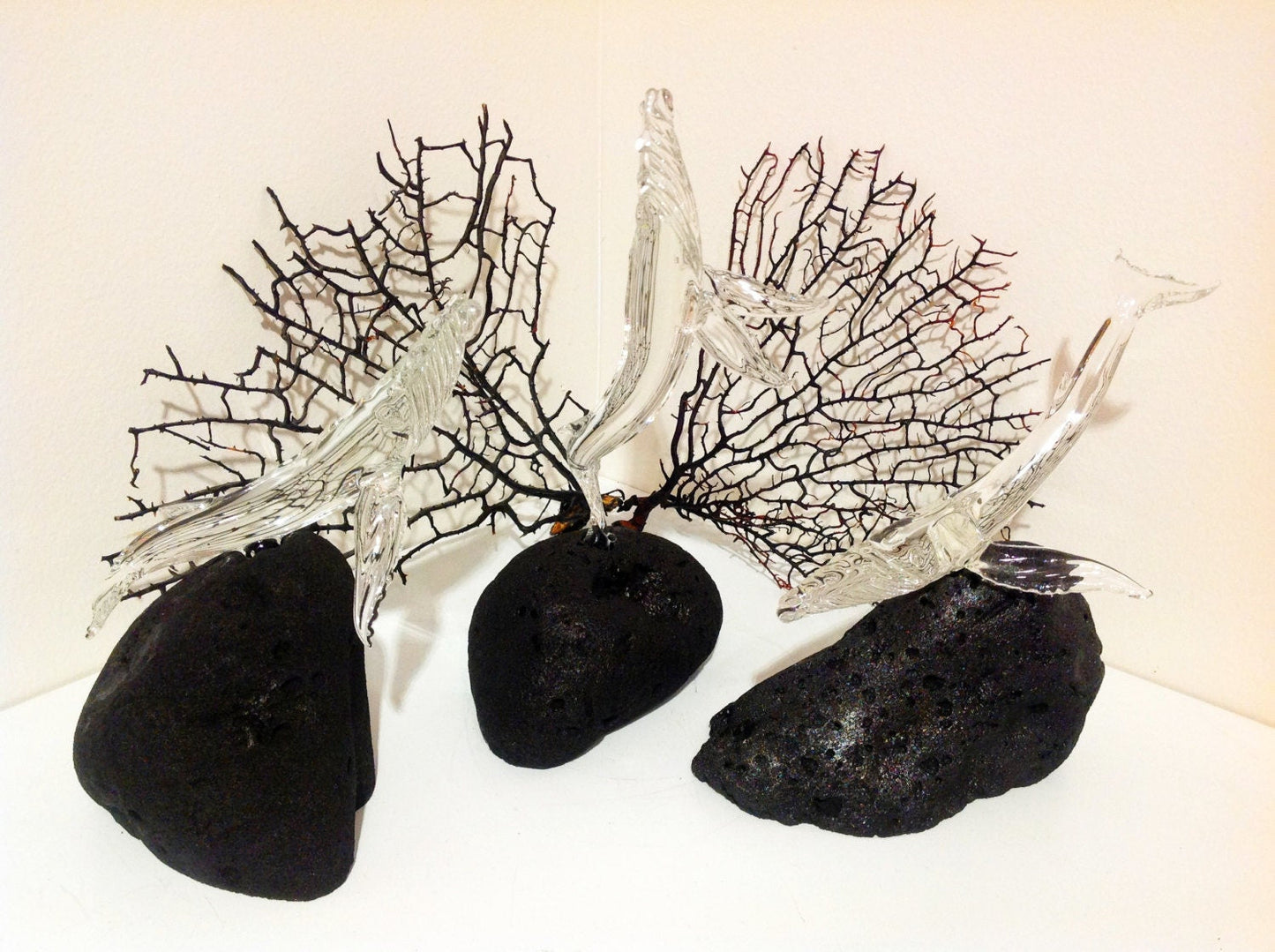 Clear glass whale sculpture