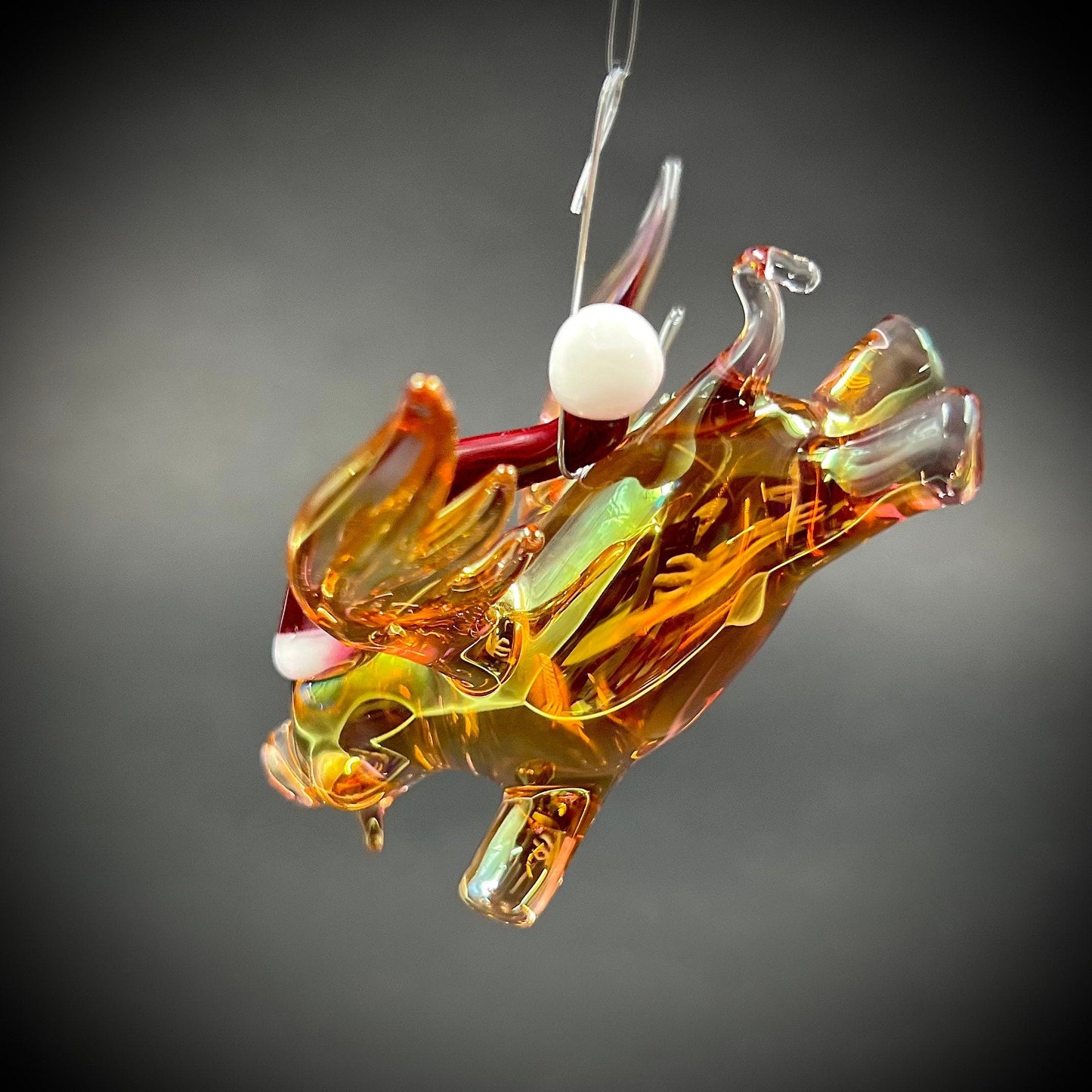 Glass Santa Pig Ornament