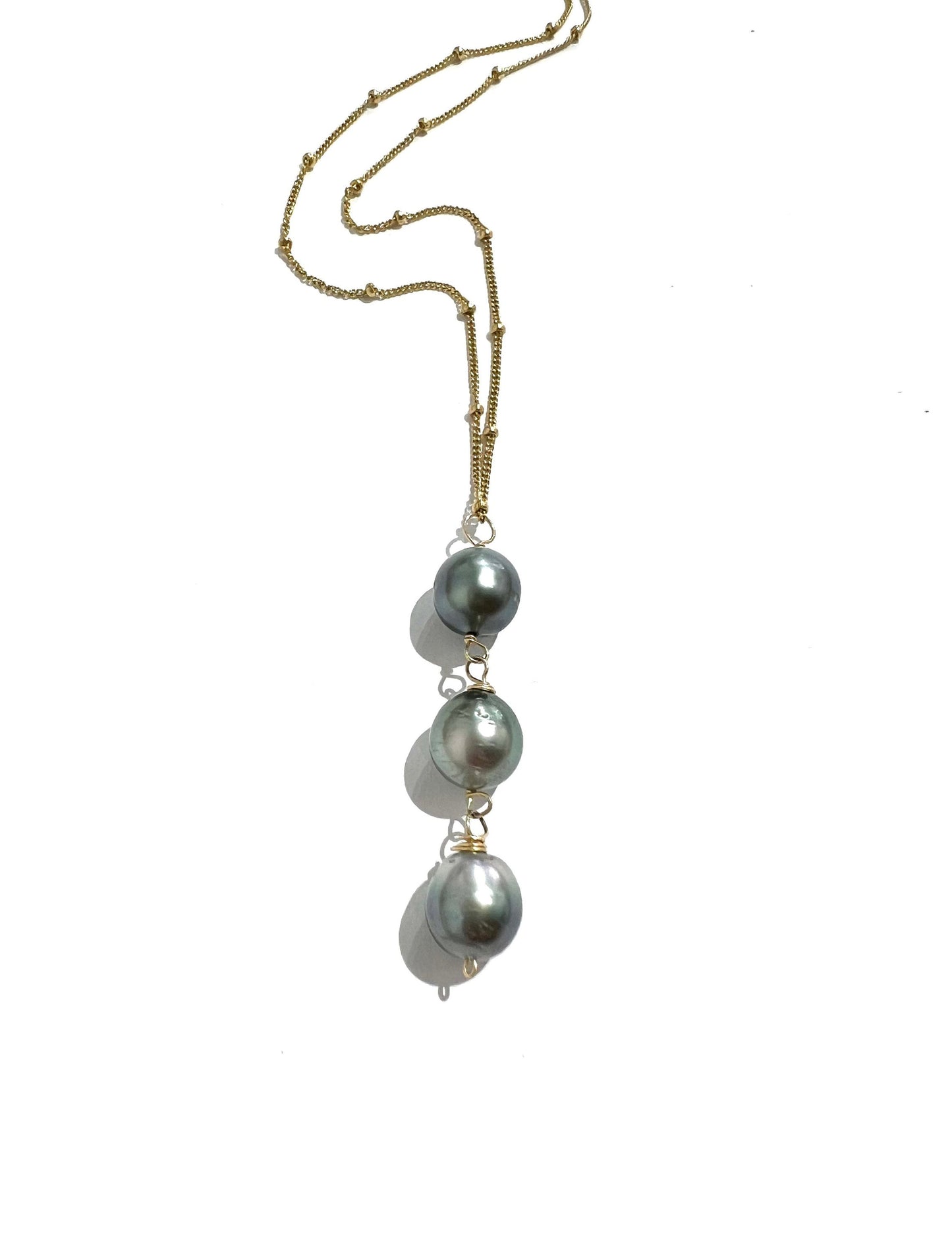 Triple Tahitian pearl drop necklace