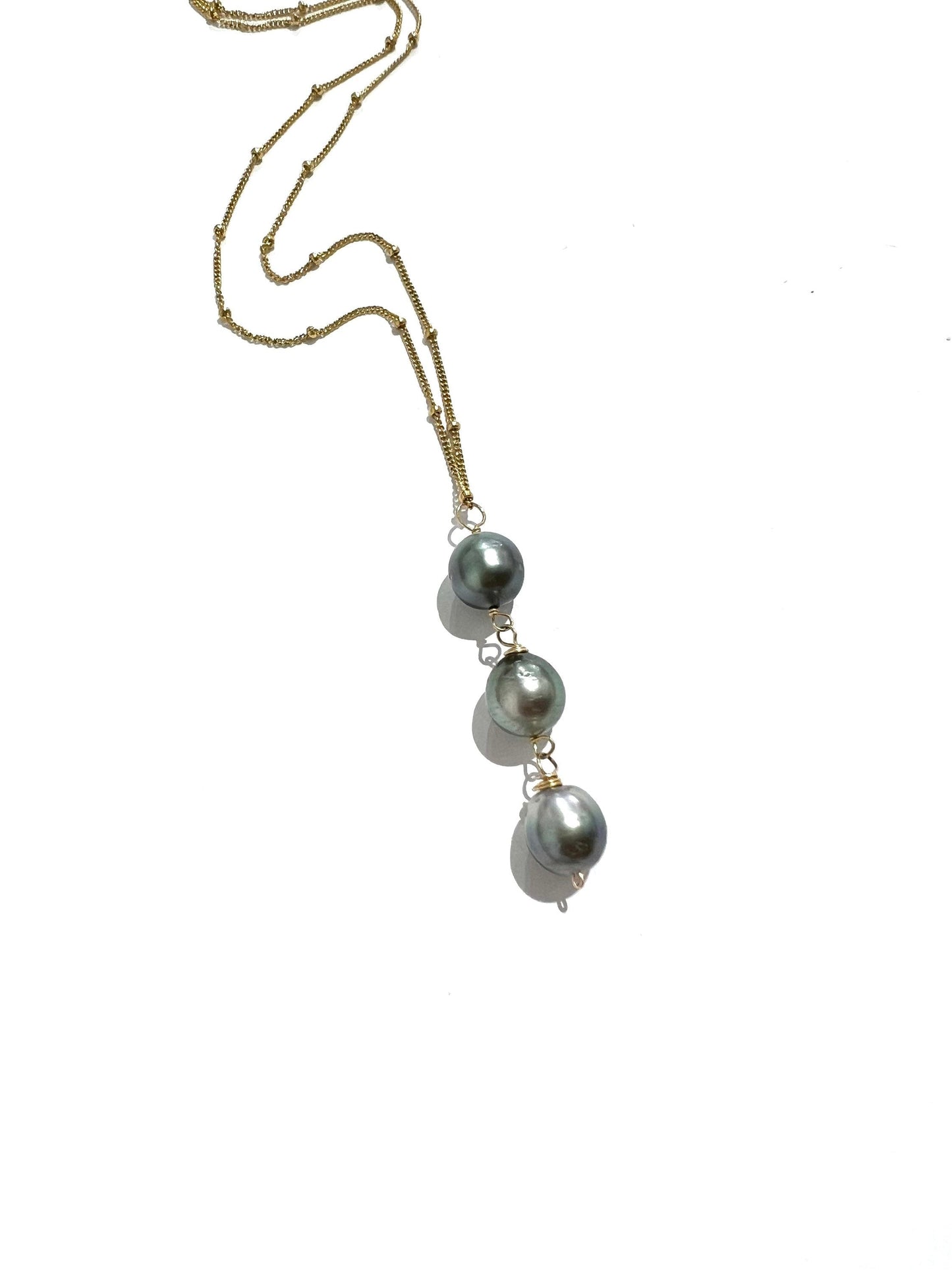 Triple Tahitian pearl drop necklace