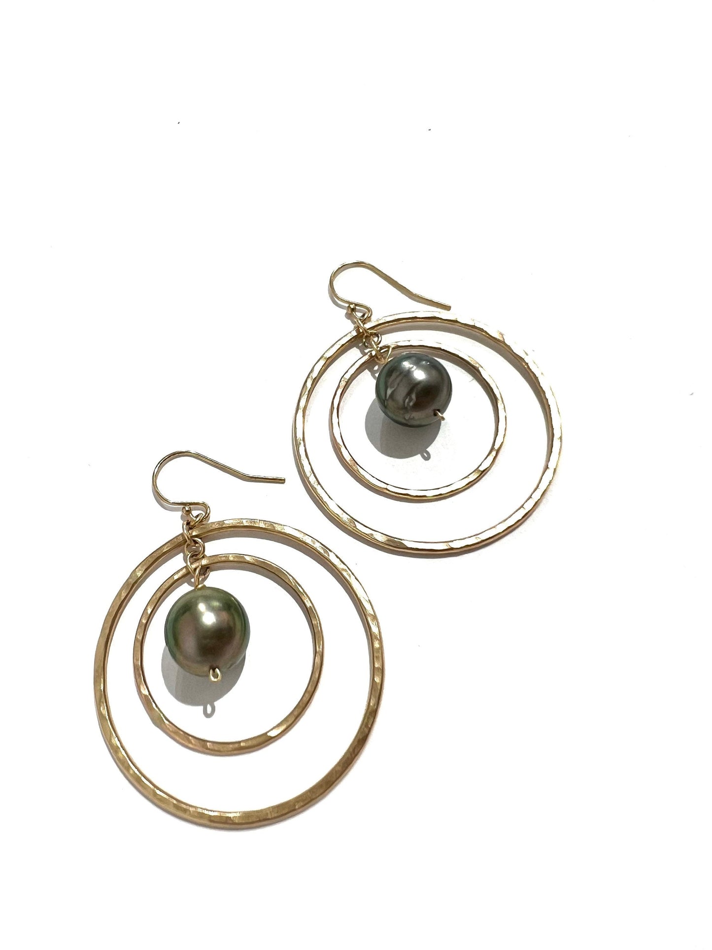 Tahitian Pearl double hoops earrings