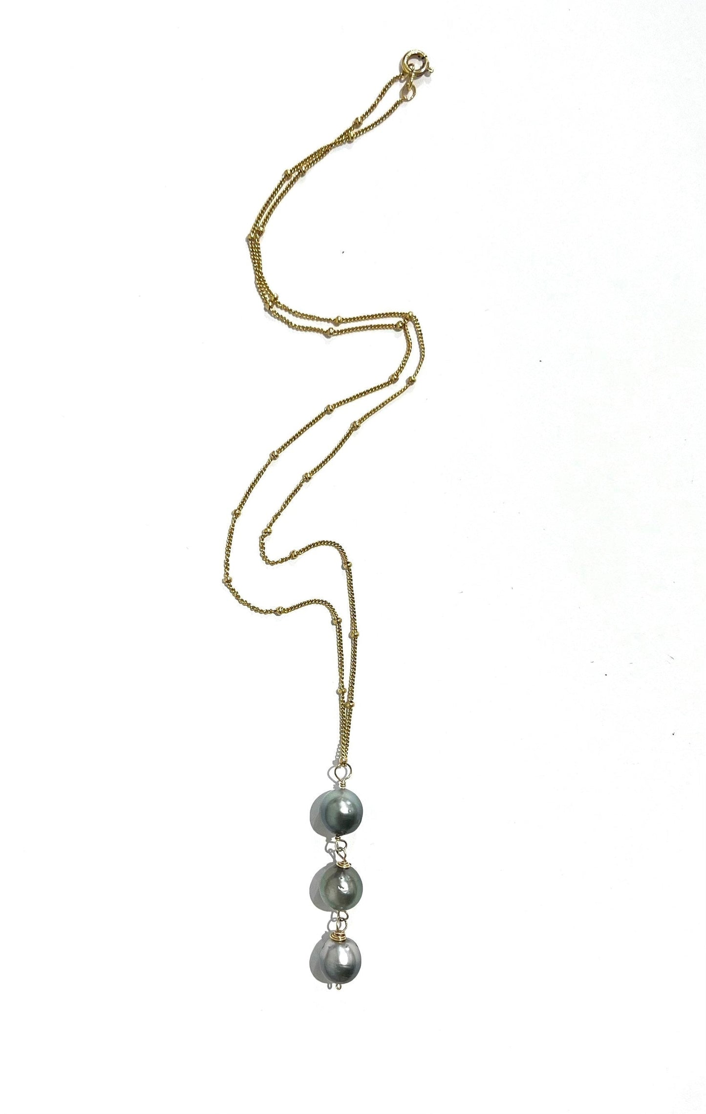 Triple Tahitian pearl drop necklace