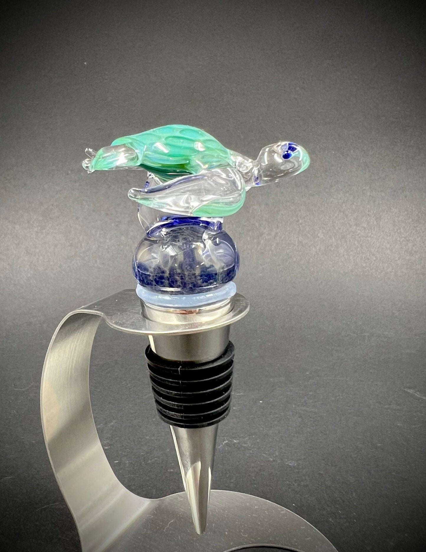 Glass Sea Turtle Bottle Stopper