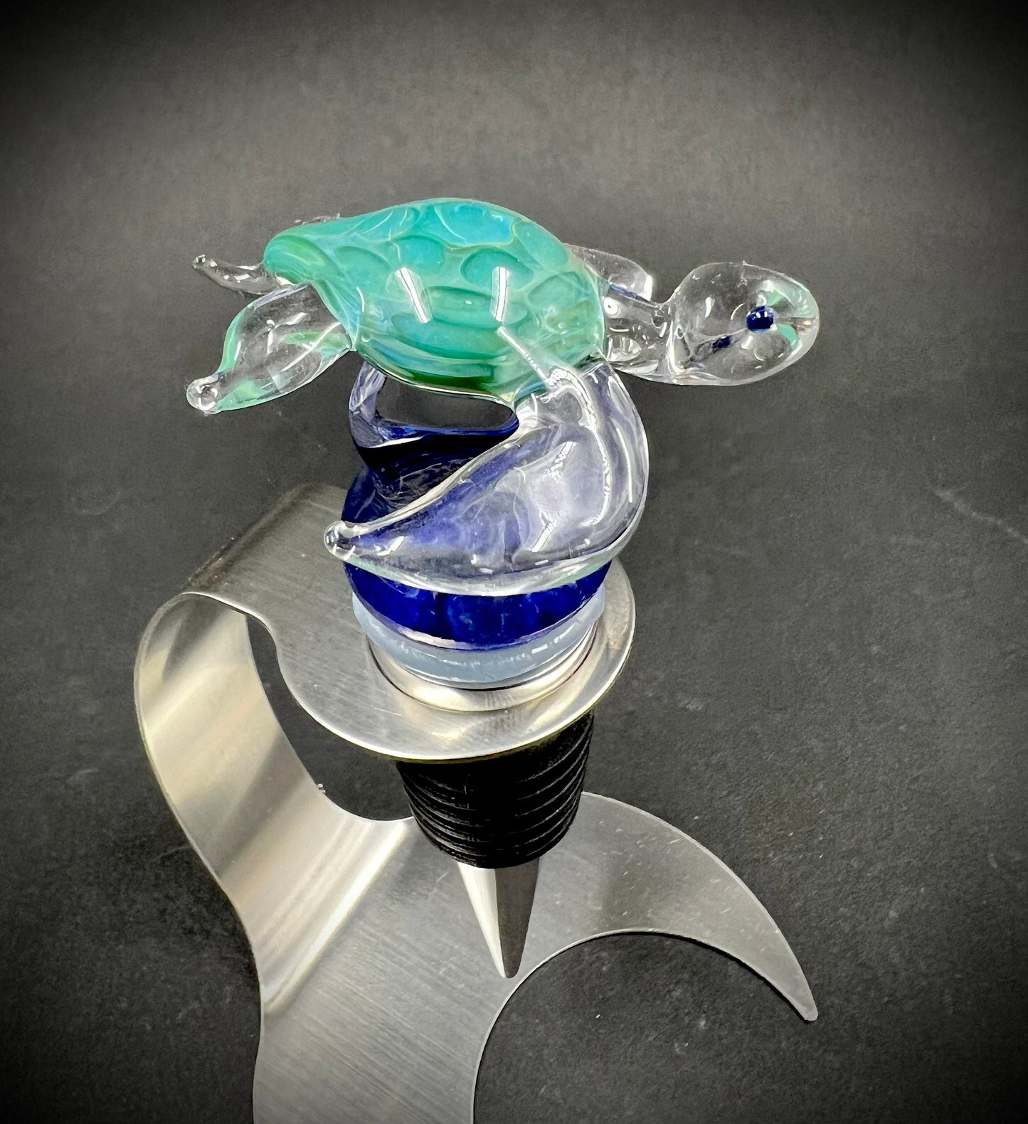 Glass Sea Turtle Bottle Stopper
