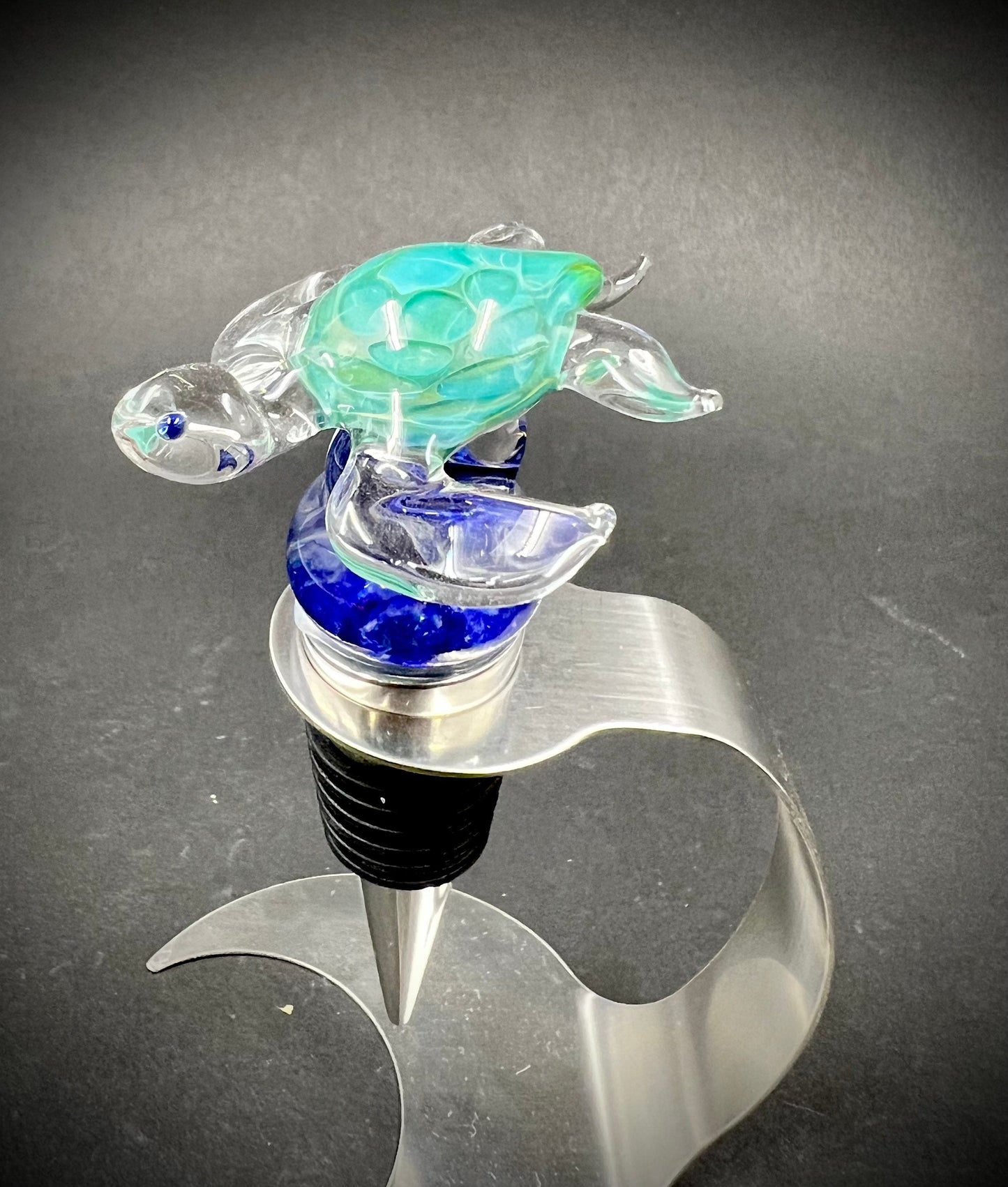 Glass Sea Turtle Bottle Stopper