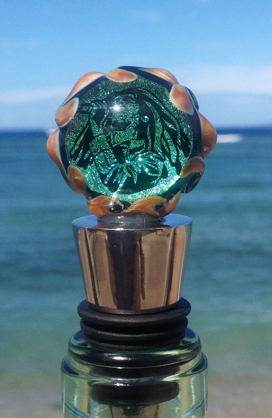 Dichroic Glass Bob Marley Wine-stopper
