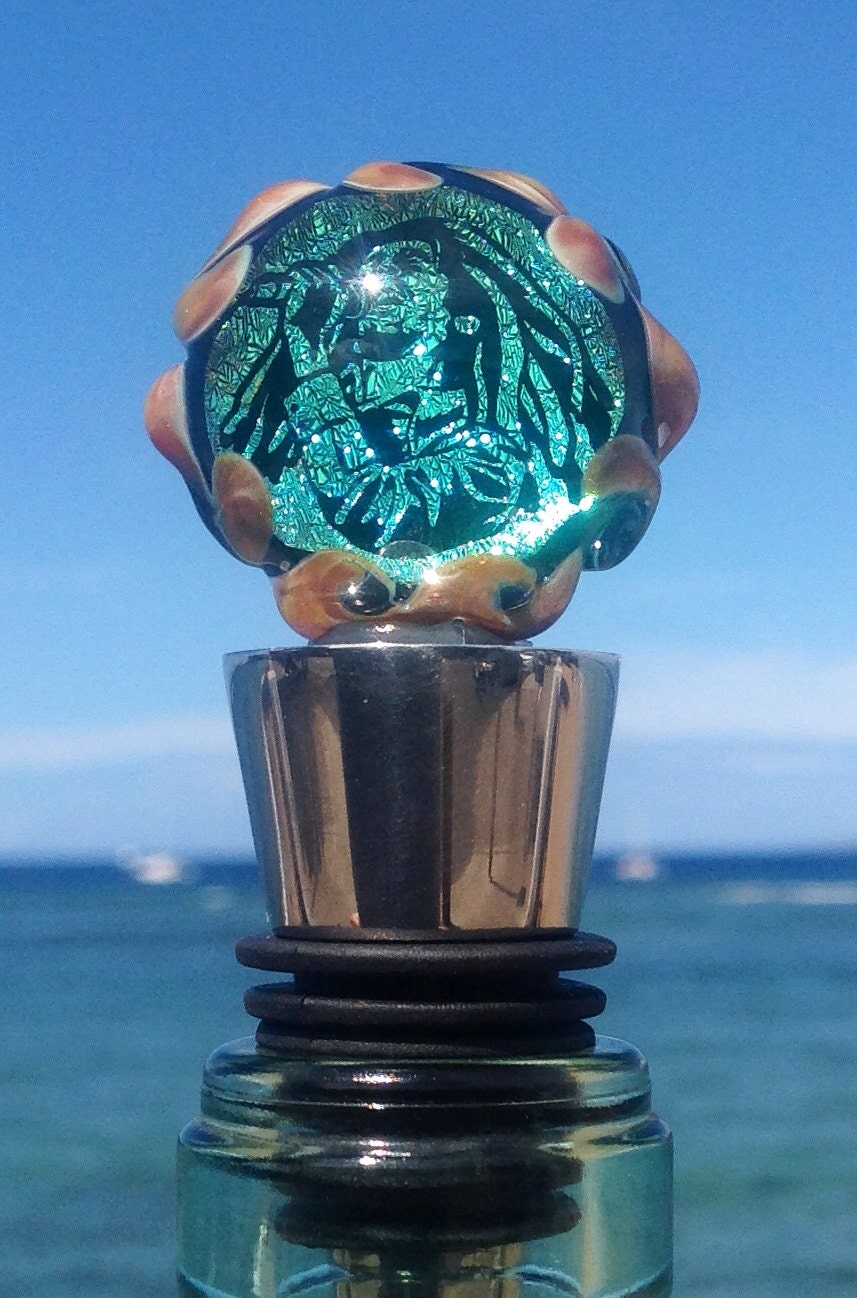 Dichroic Glass Bob Marley Wine-stopper