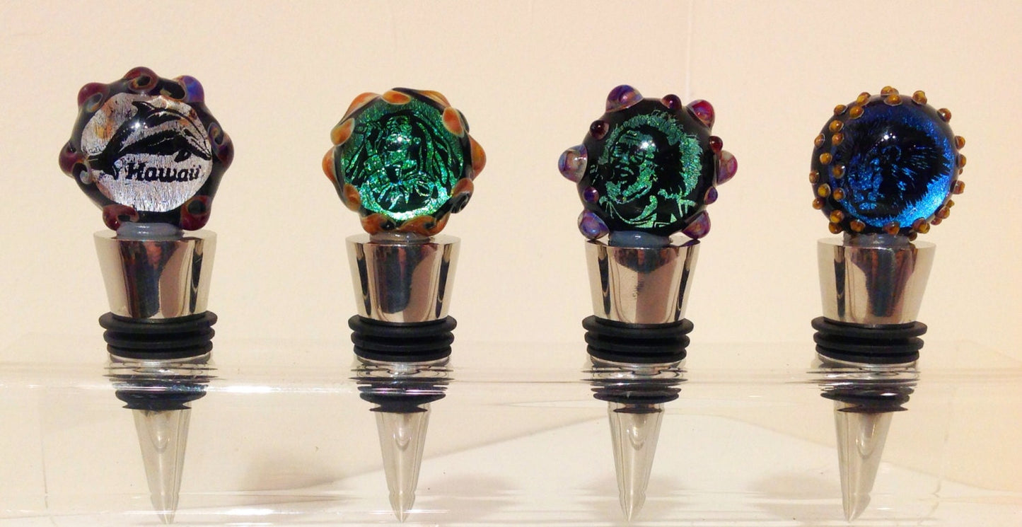 Dichroic Glass Lion of Zion Wine-stopper