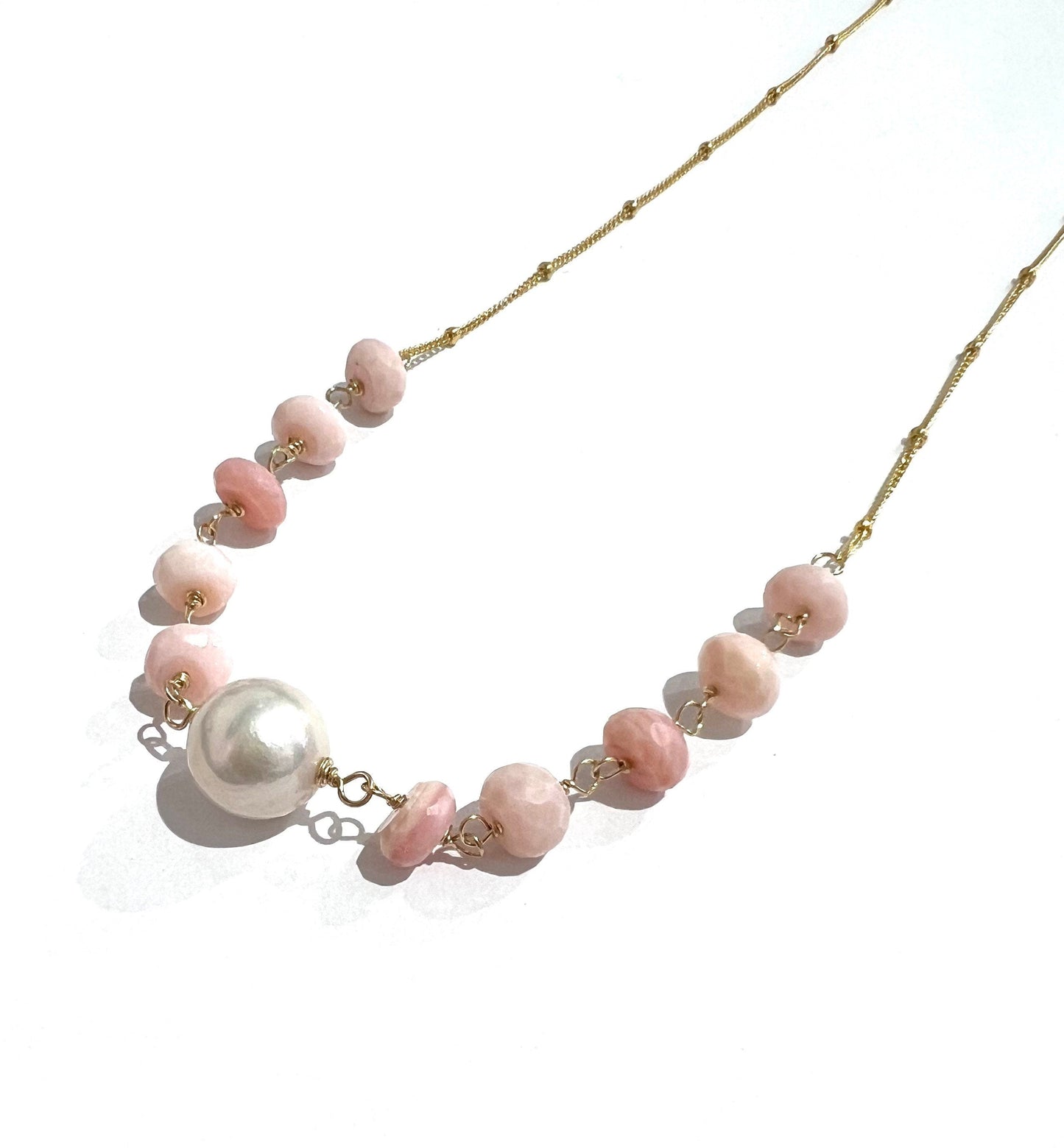 Peruvian opal and Edison pearl necklace