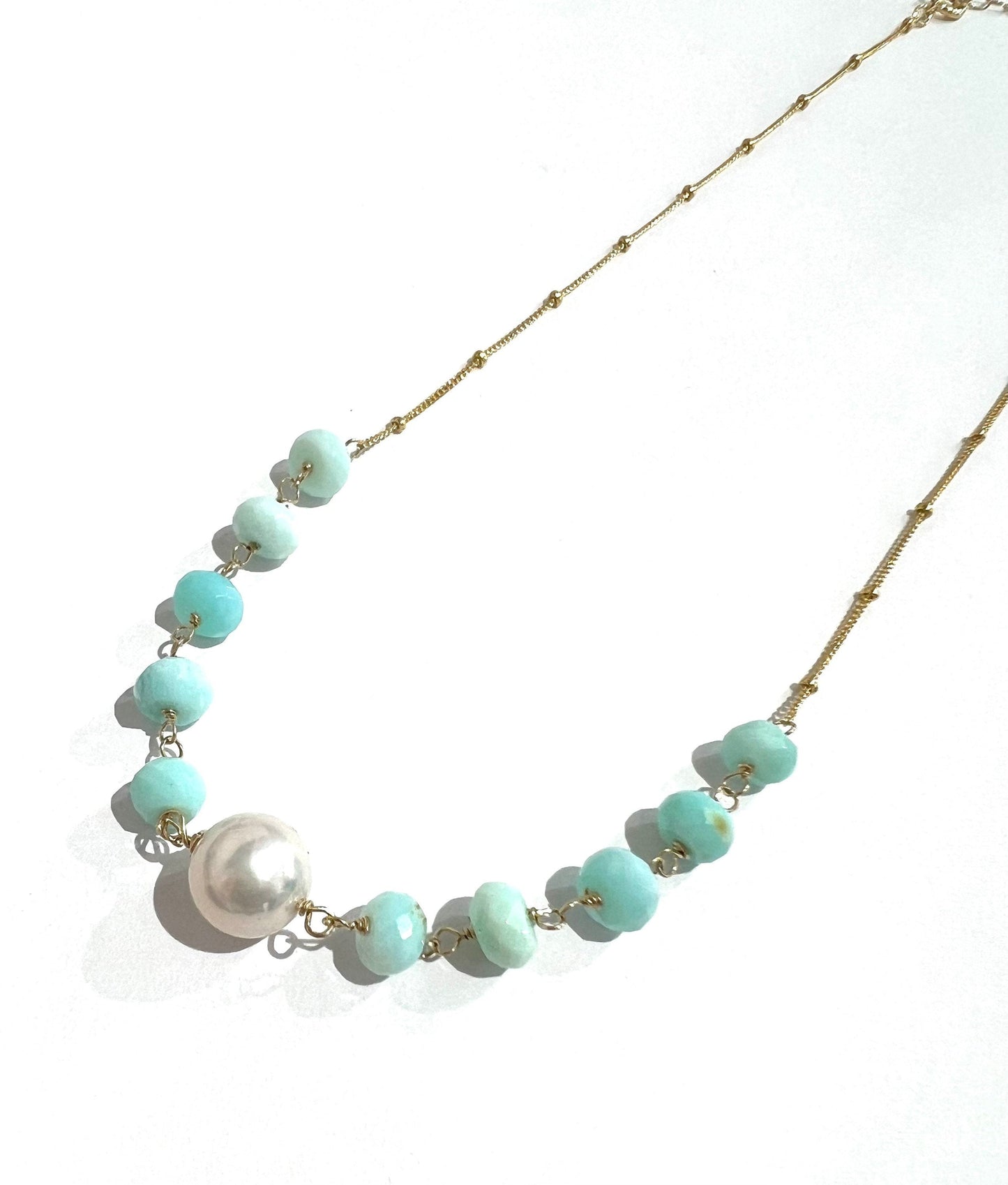 Peruvian opal and Edison pearl necklace