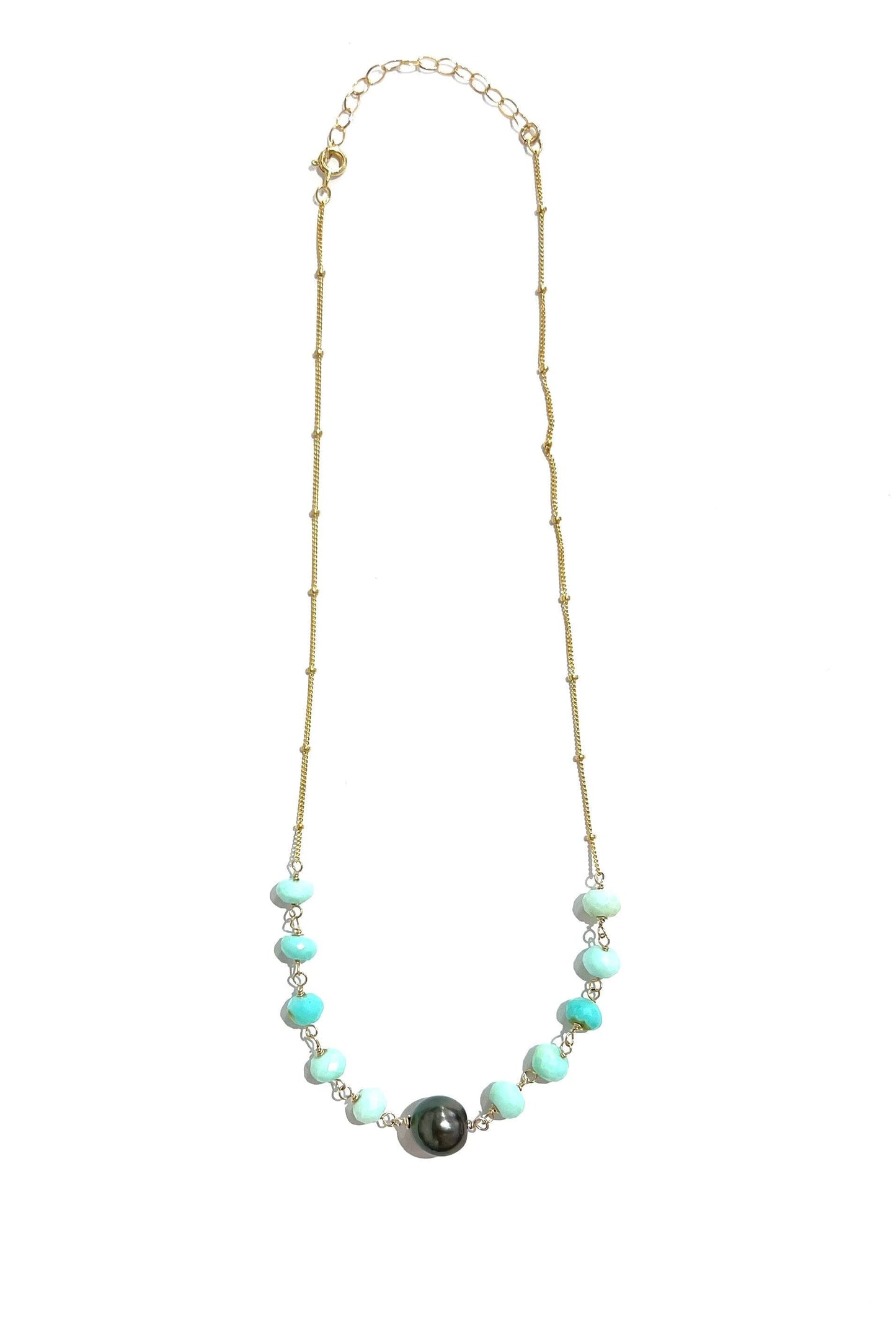 Peruvian opal and Tahitian pearl necklace