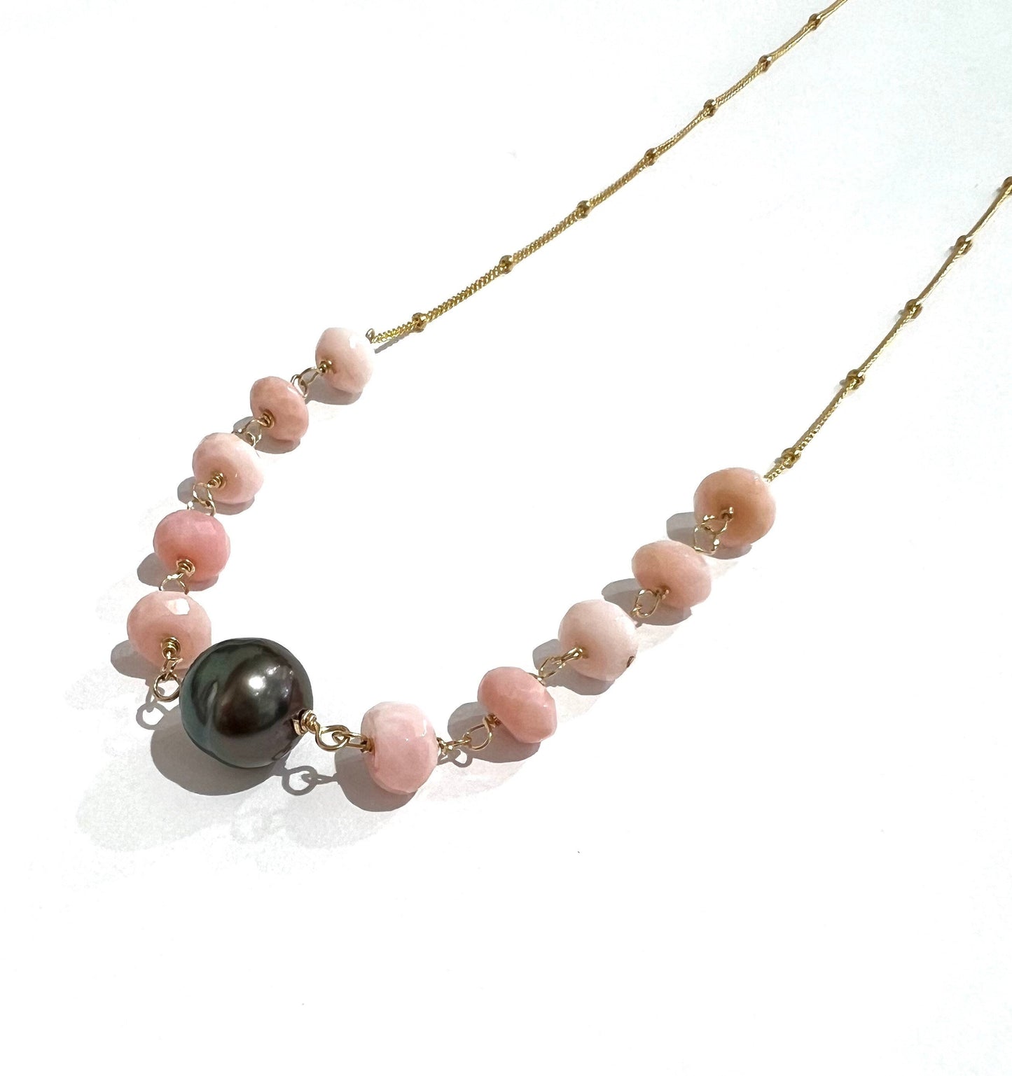 Peruvian opal and Tahitian pearl necklace