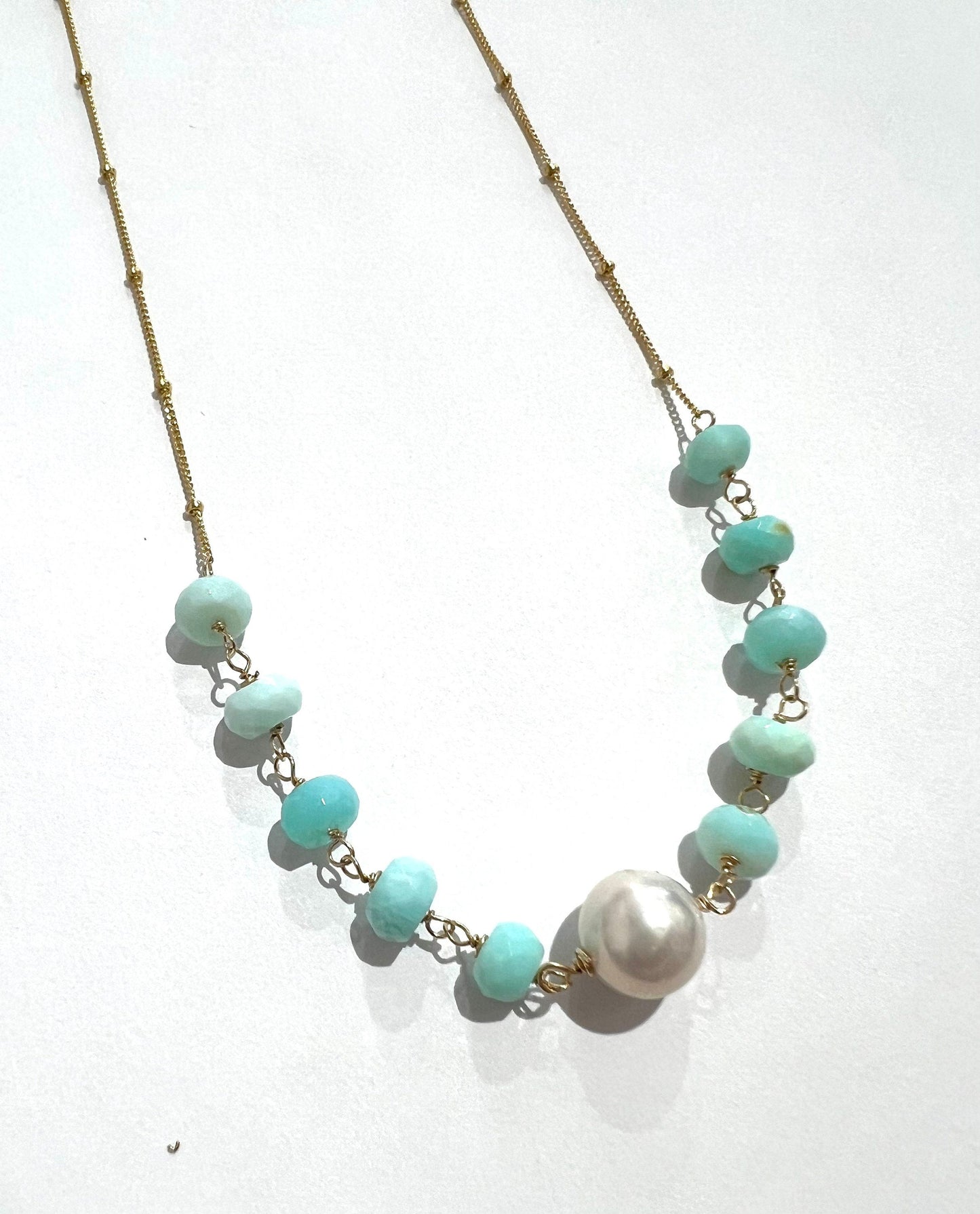 Peruvian opal and Edison pearl necklace