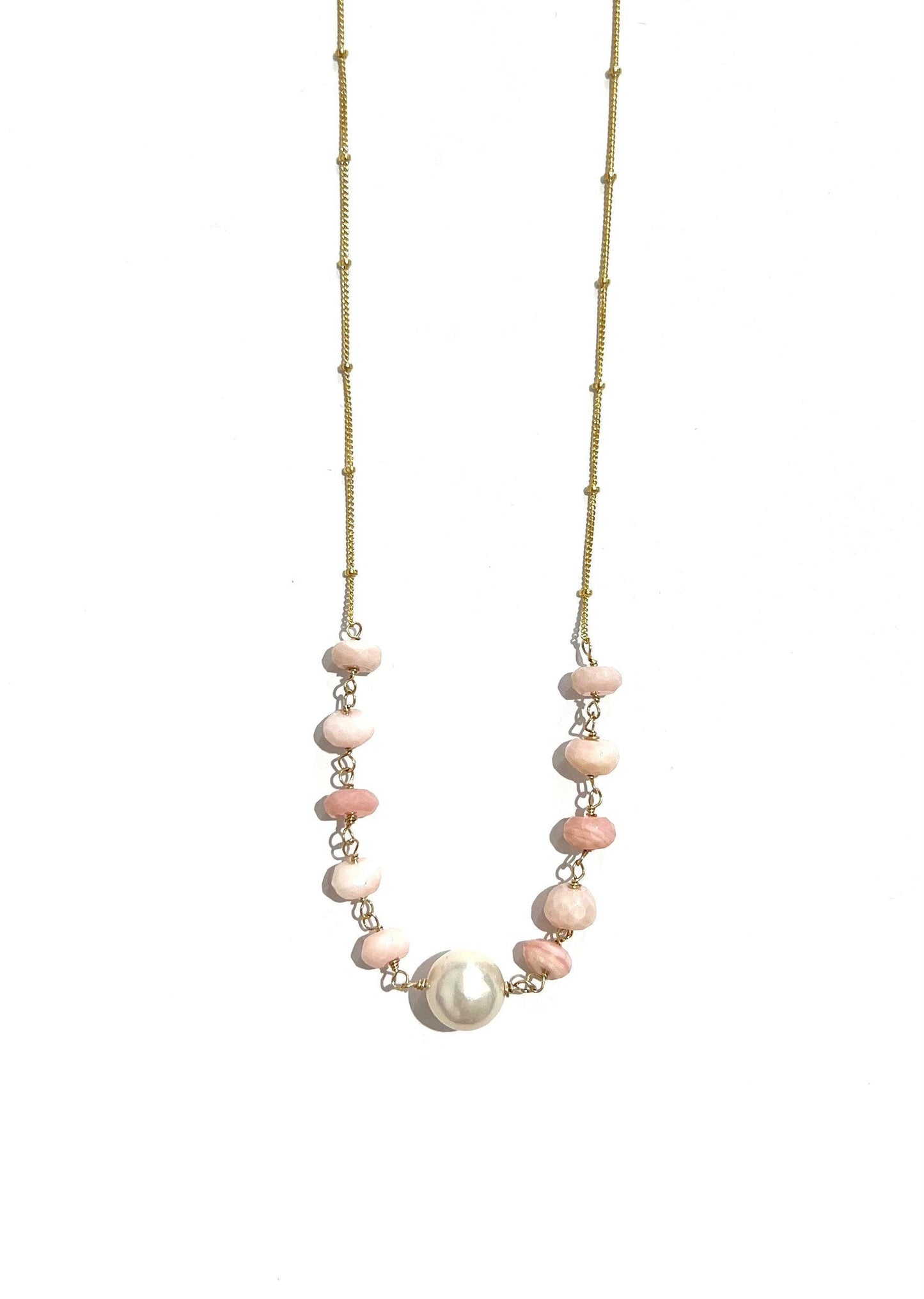 Peruvian opal and Edison pearl necklace
