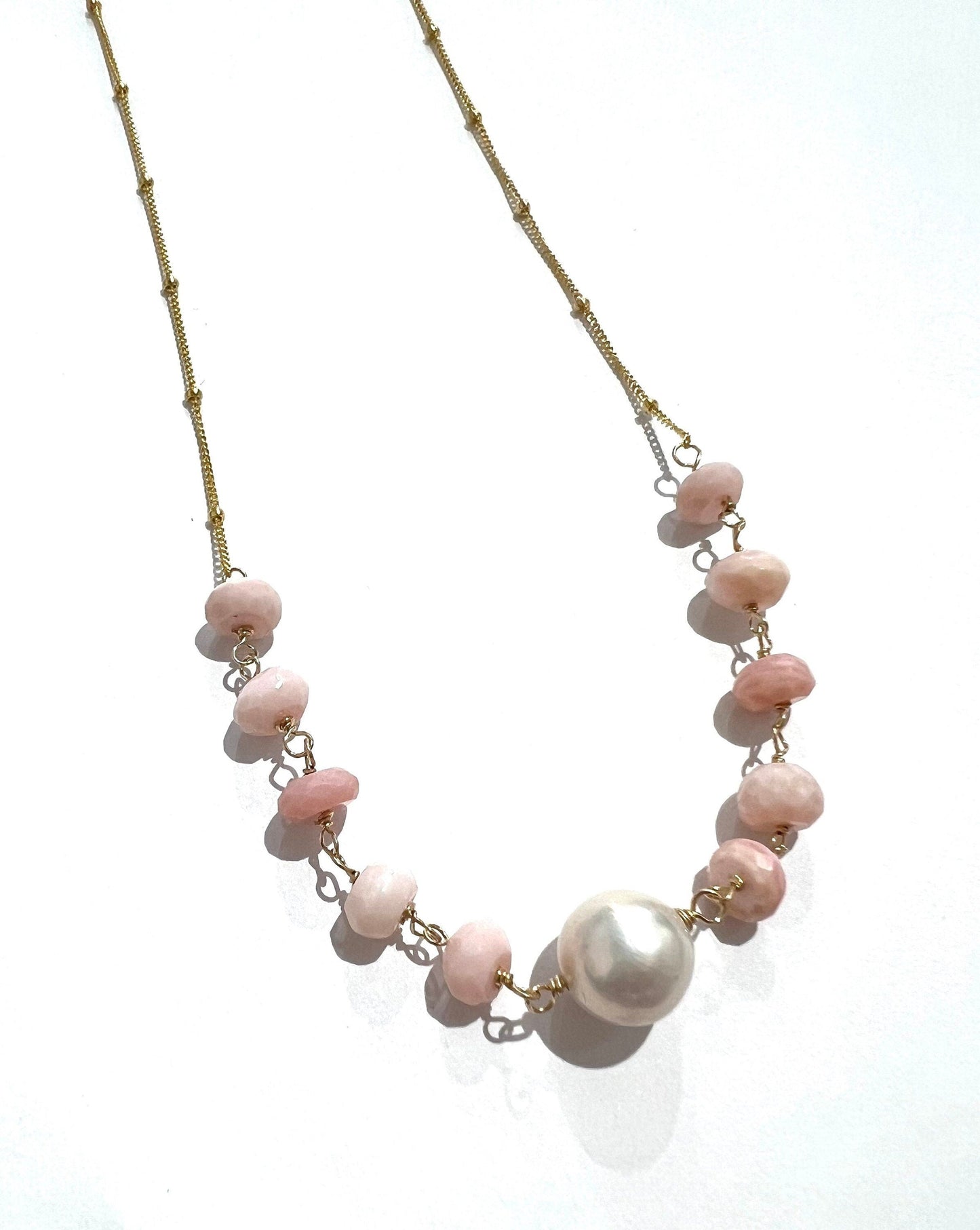 Peruvian opal and Edison pearl necklace