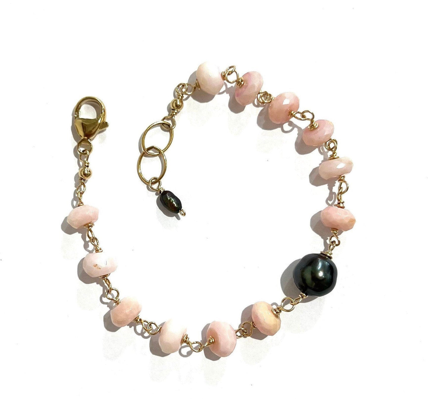 Peruvian opal and Tahitian pearl bracelet